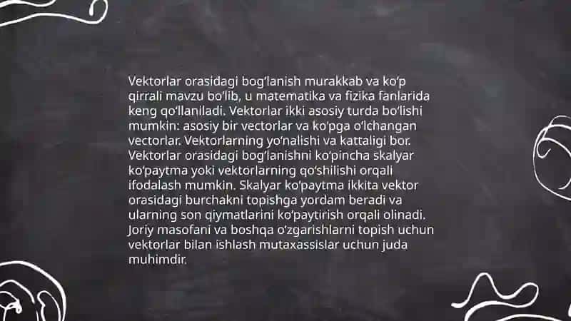 Turli baxslarda vektor kordinatalari orasidagi boglanish qism fazolarni yigindisi va keshishmasi 4