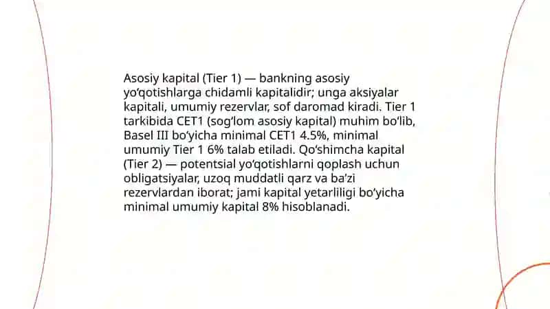 Tijorat banklari kapital yetarliligi bo‘yicha iqtisodiy me’yorlari 4