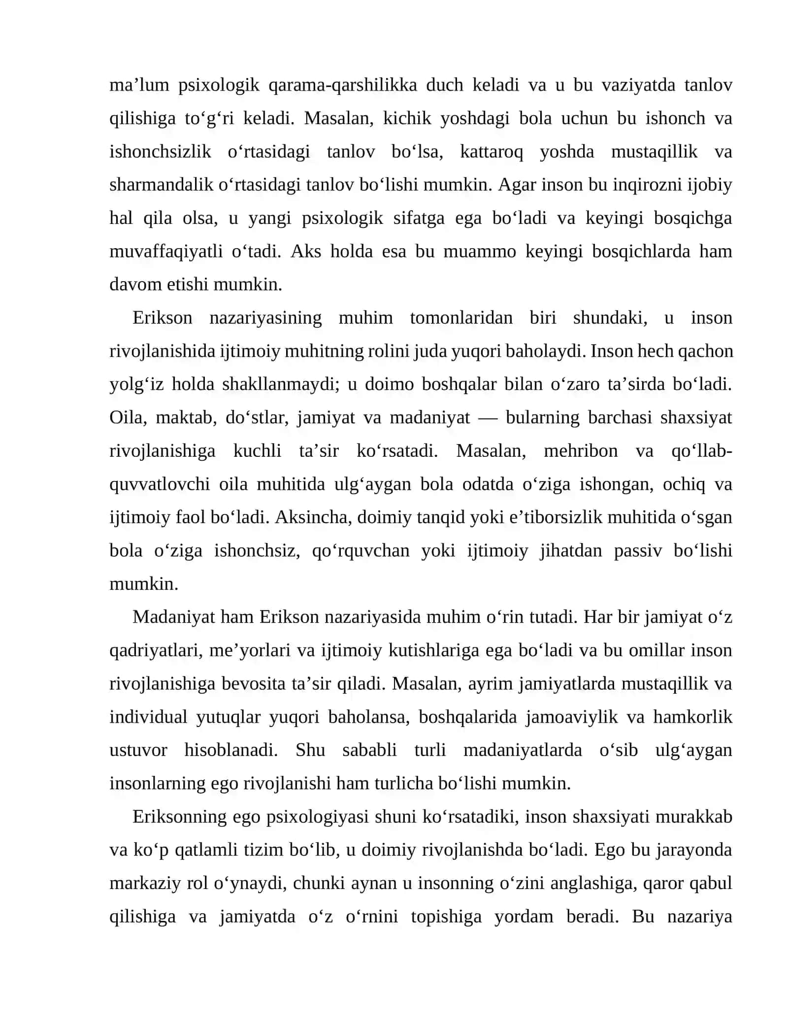 Eriksonning ego psixologiyasi 4