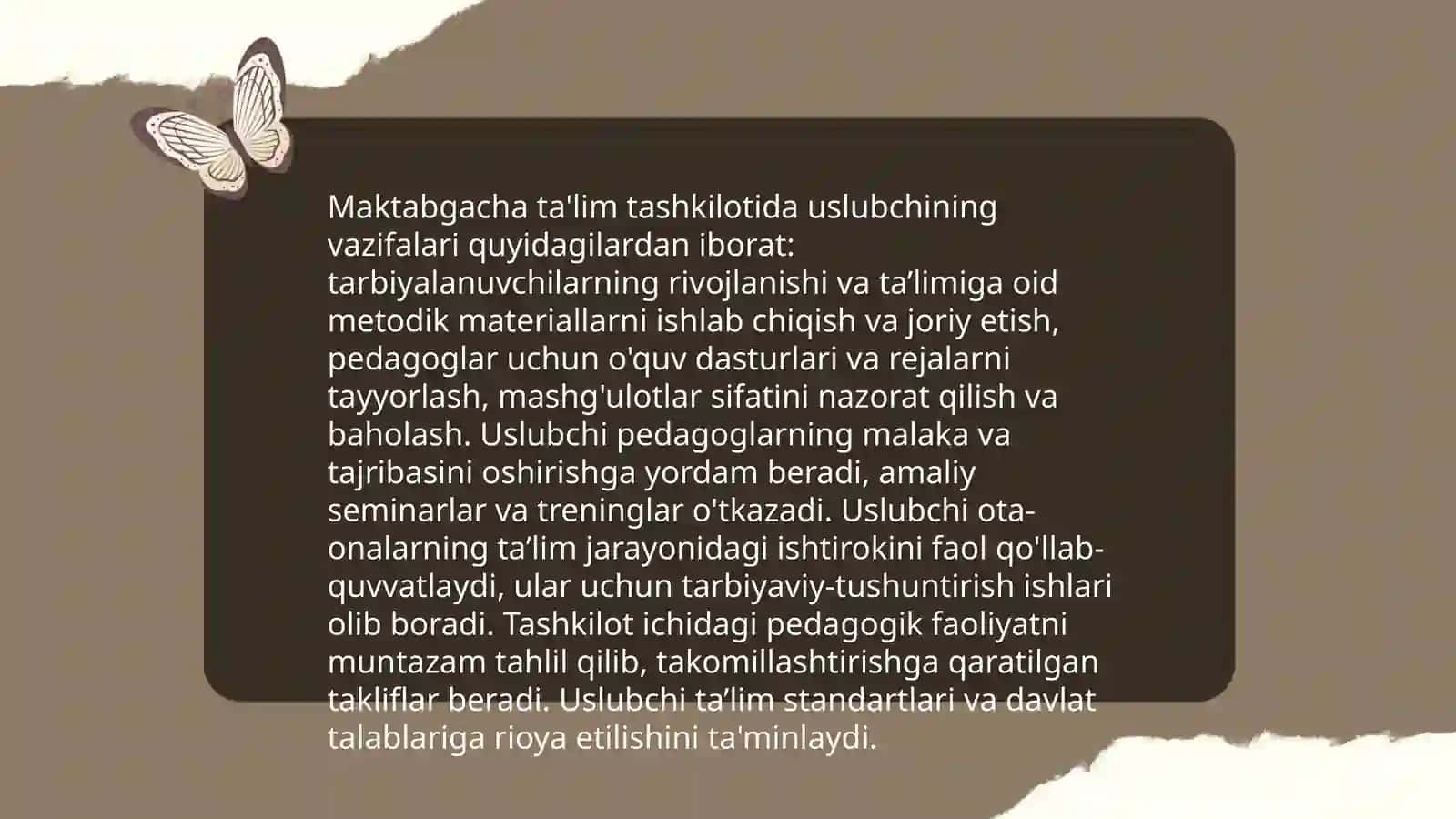 Maktabgacha ta'lim tashkiloti uslubchisining metodik ishlariga rahbarligi 4