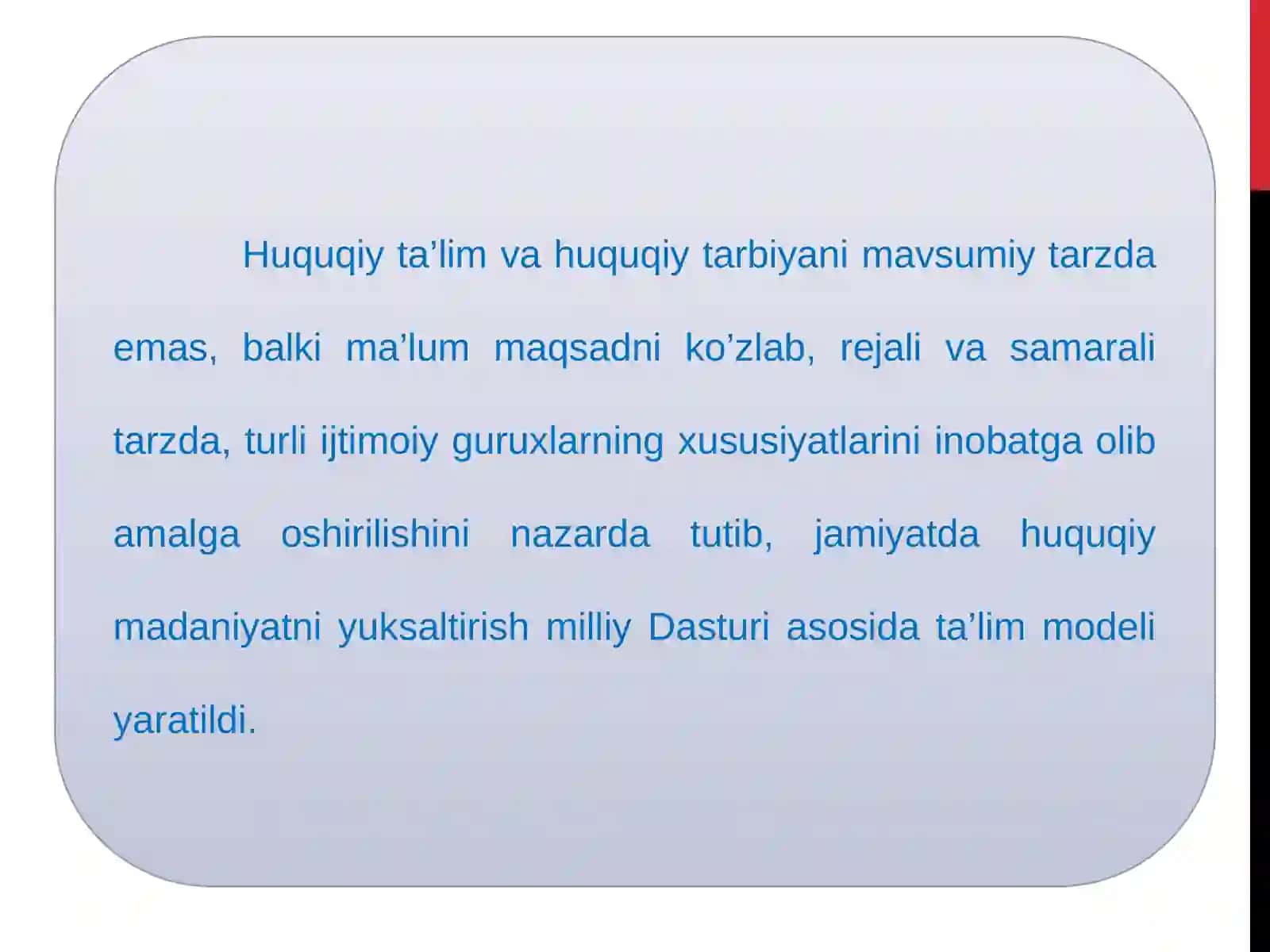 Milliy g’oya, ma’naviyat asoslari va huquq fanlarini o’qitish fanining ta’limini didaktik asoslari 4