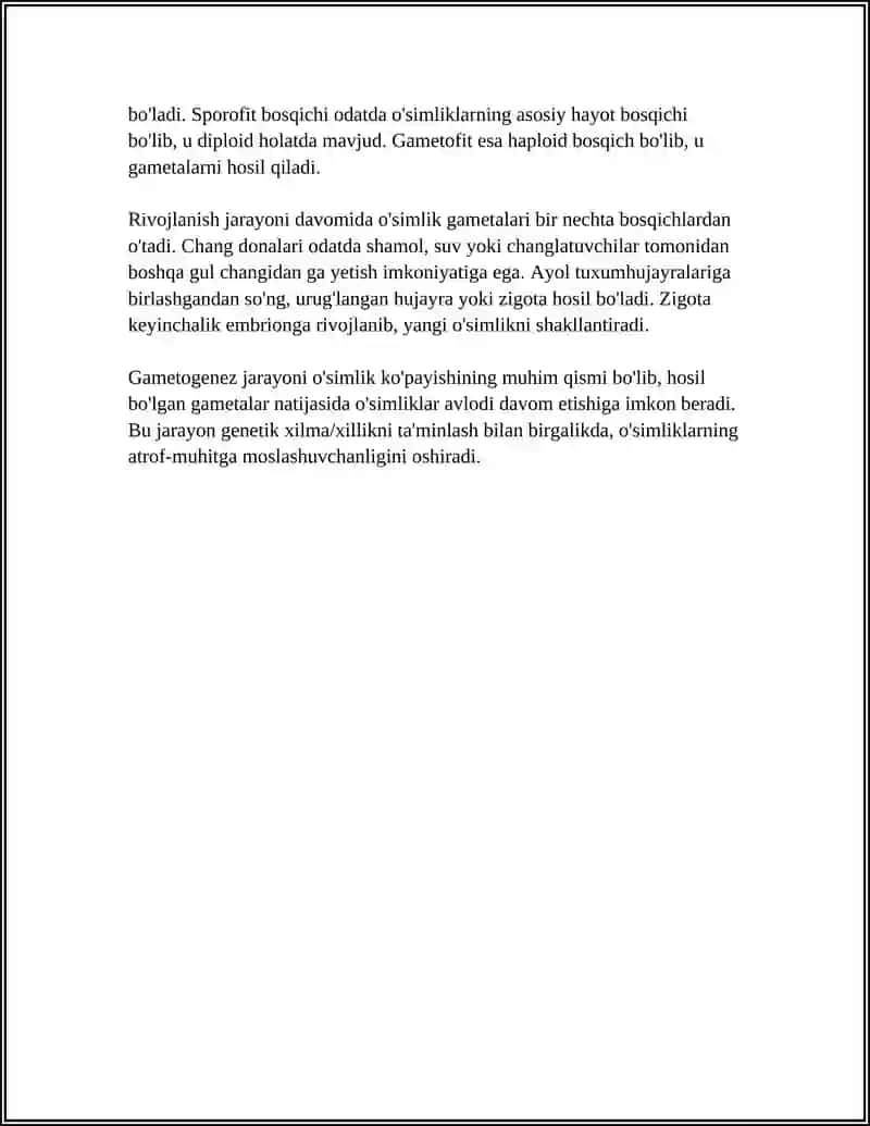 Oʻsimliklarda gametogenez va gametlarning rivojlanishi 4
