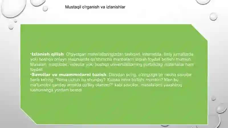 Universitet portali va tarqatma materiallar asosida muayyan nazariy masalalarni mustaqil 4