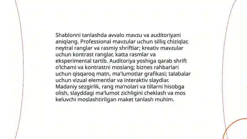 Standart shablonlar yordamida taqdimotlar yaratish 4