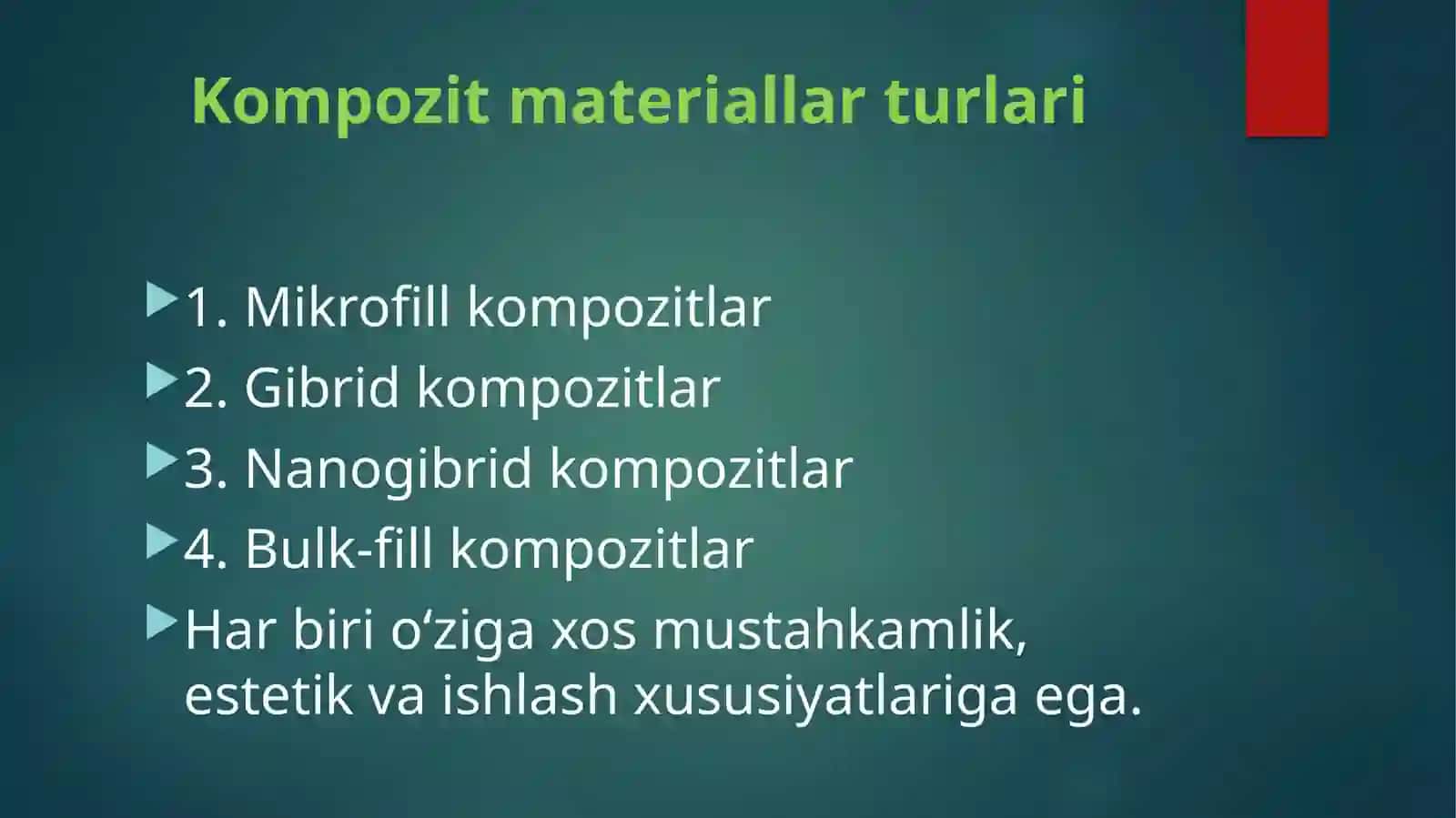 TISHLARNI RESTAVRATSIYASIDA KOMPOZIT PLOMBA ASHYOLARINI KILINIK QO’LLASH TAMOYILLARI 4