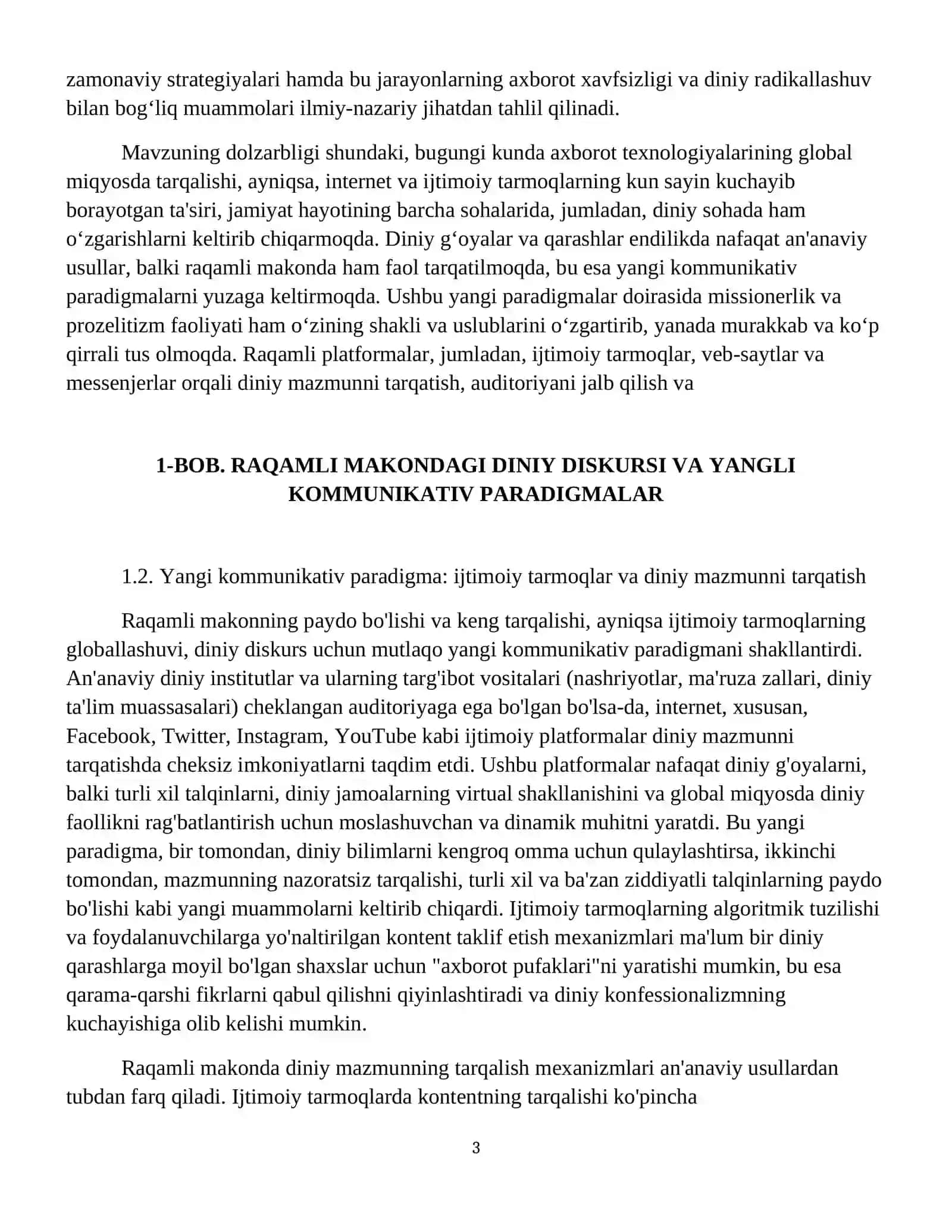 XI. Kiber makonda din. Missionerlik va prozelitizmning ijtimoiy-siyosiy xavfi 4