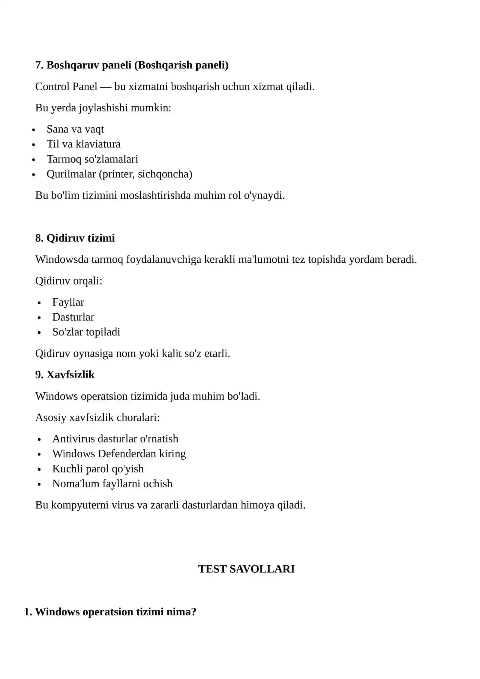 Windows operatsion tizimida ishlash 4