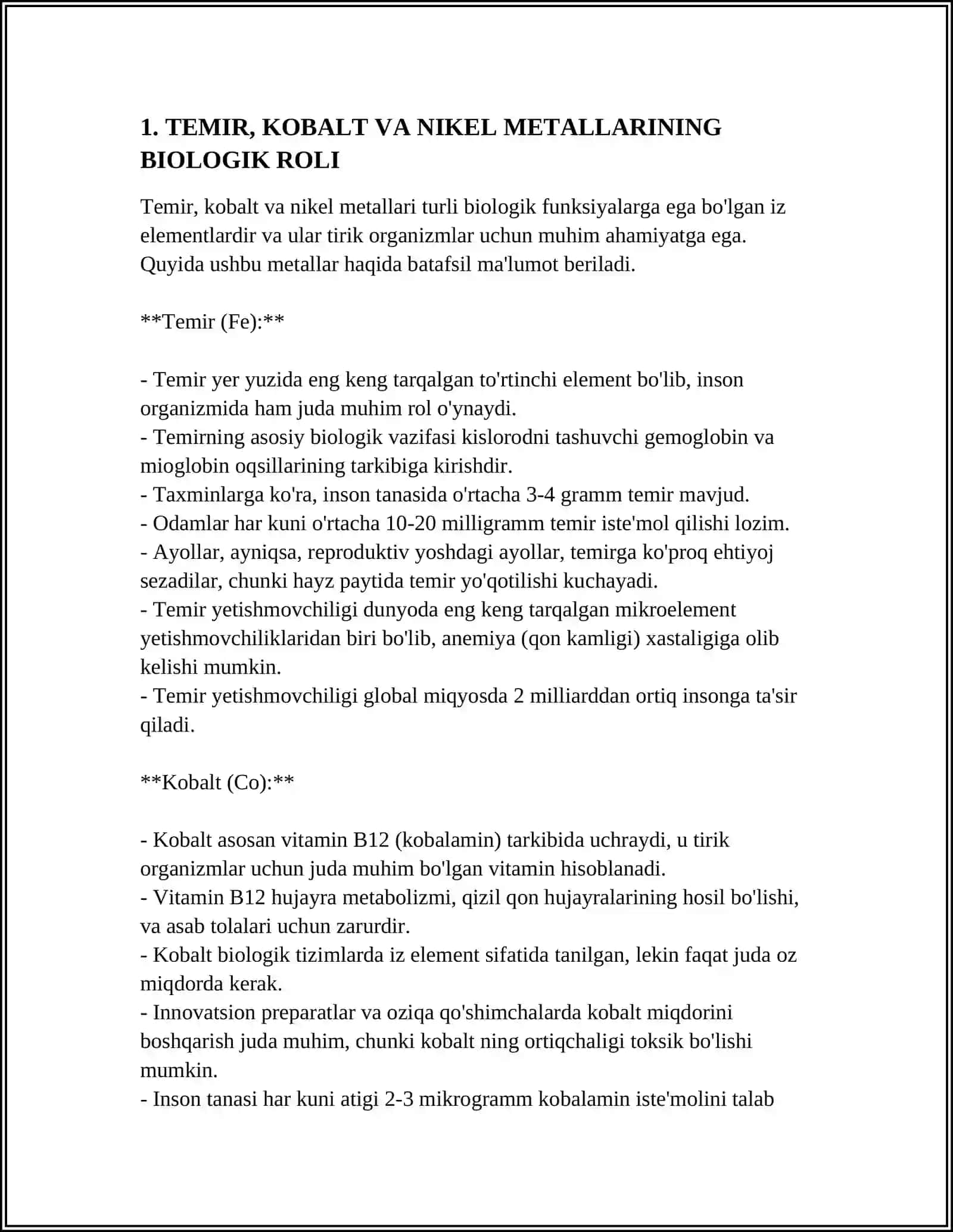 TEMIR COBALT NIKEL KOMPLEKS BIRIKMALAR VA ULARNING FARMASEVTIKADAGI AHAMIYATI 4