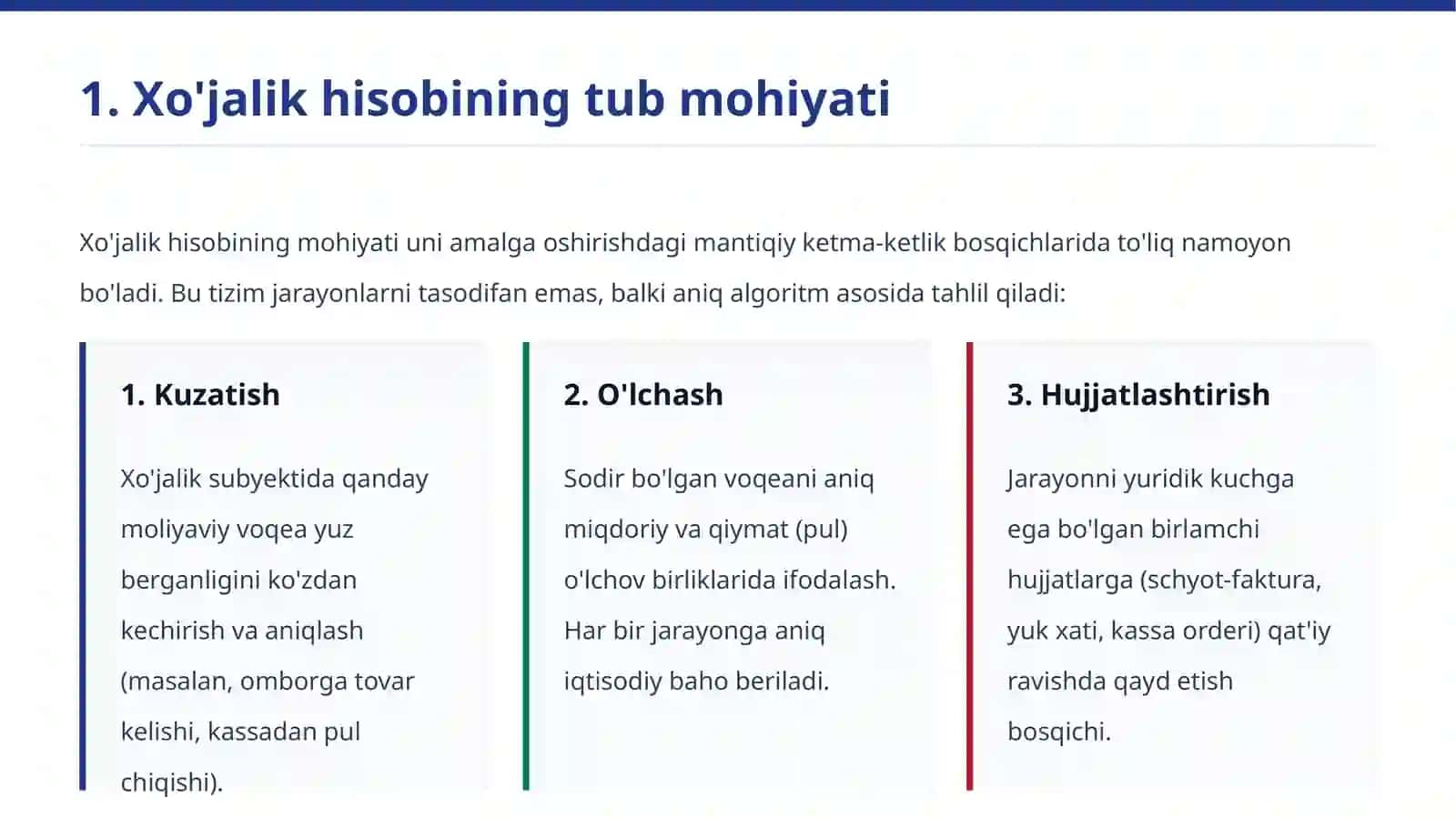 Xo'jalik hisobi haqida umumiy tushuncha va unga qo'yiladigan talablar 4