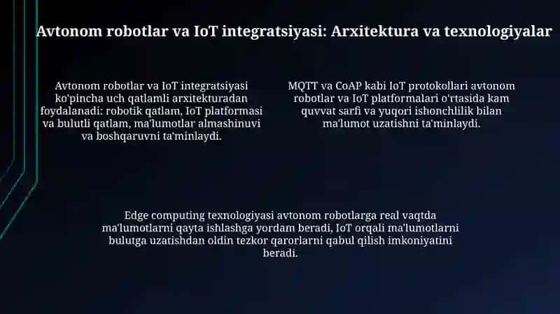 Avtonom robotlar va IoT asosida boshqariladigan tizimlar 4