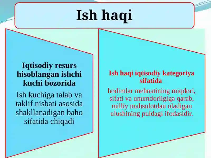 OMILLI DAROMADLAR VA ISH HAQINING SHAKLLANISHI. ISHCHI KUCHI BOZORI VA BANDLIK 4