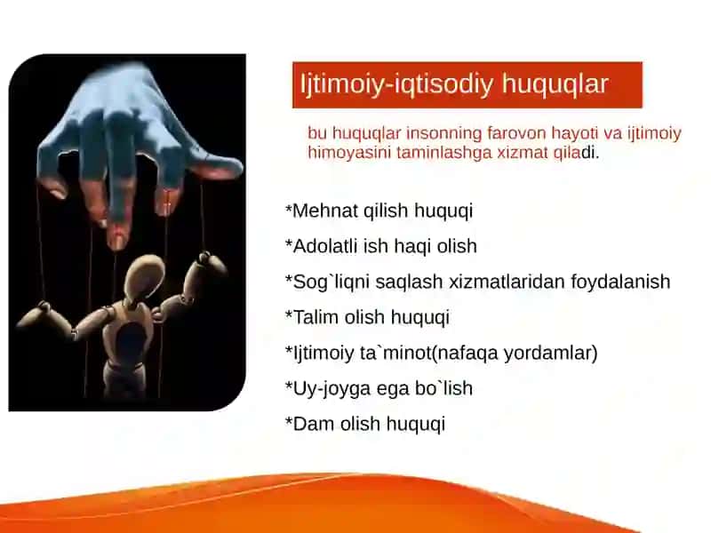 Fuqarolarning shaxsiy,siyosiy  va ijtimoiy iqtisodiy huquqlari ayollar va bolalar  huquqlari 4