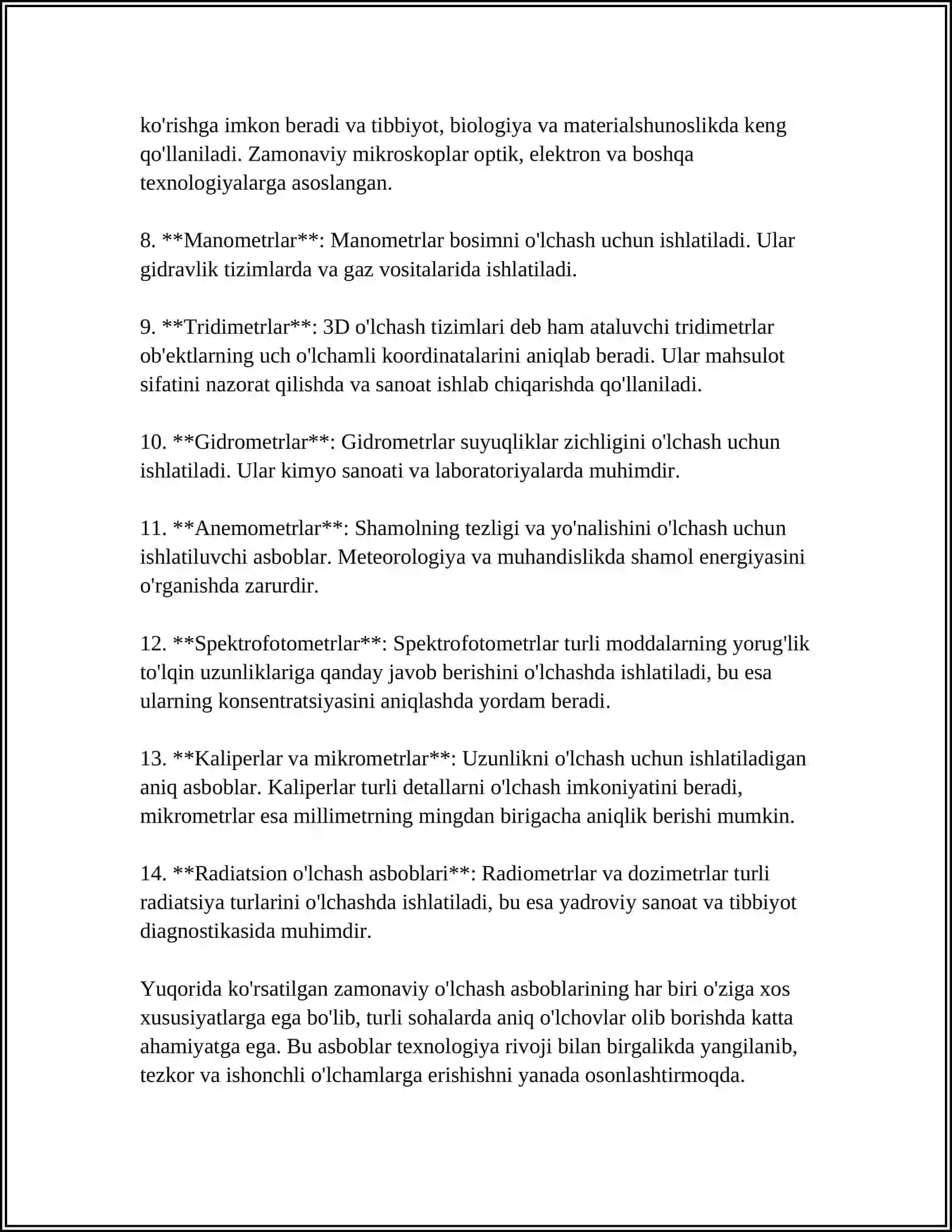 ZAMONAVIY OʻLCHASH ASBOBLARI VA ULARNING TAVSIFLARI 4