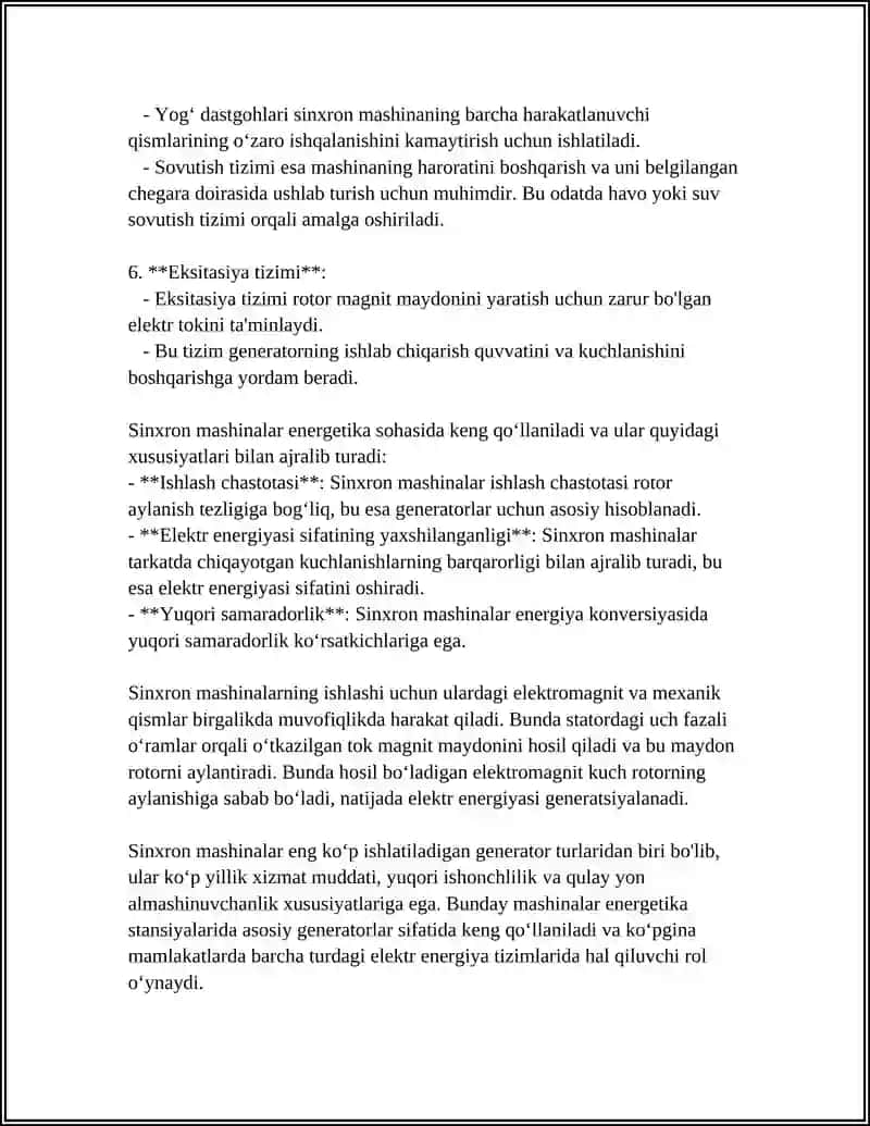 SINXRON MASHINALARNING ISHLASH PRINSIPI VA ULARNING QO‘LLANISH SOHALARI 4
