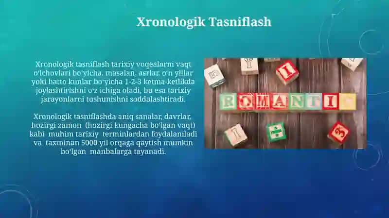 Tarix darsi tasnifi: turlari shakllari 4