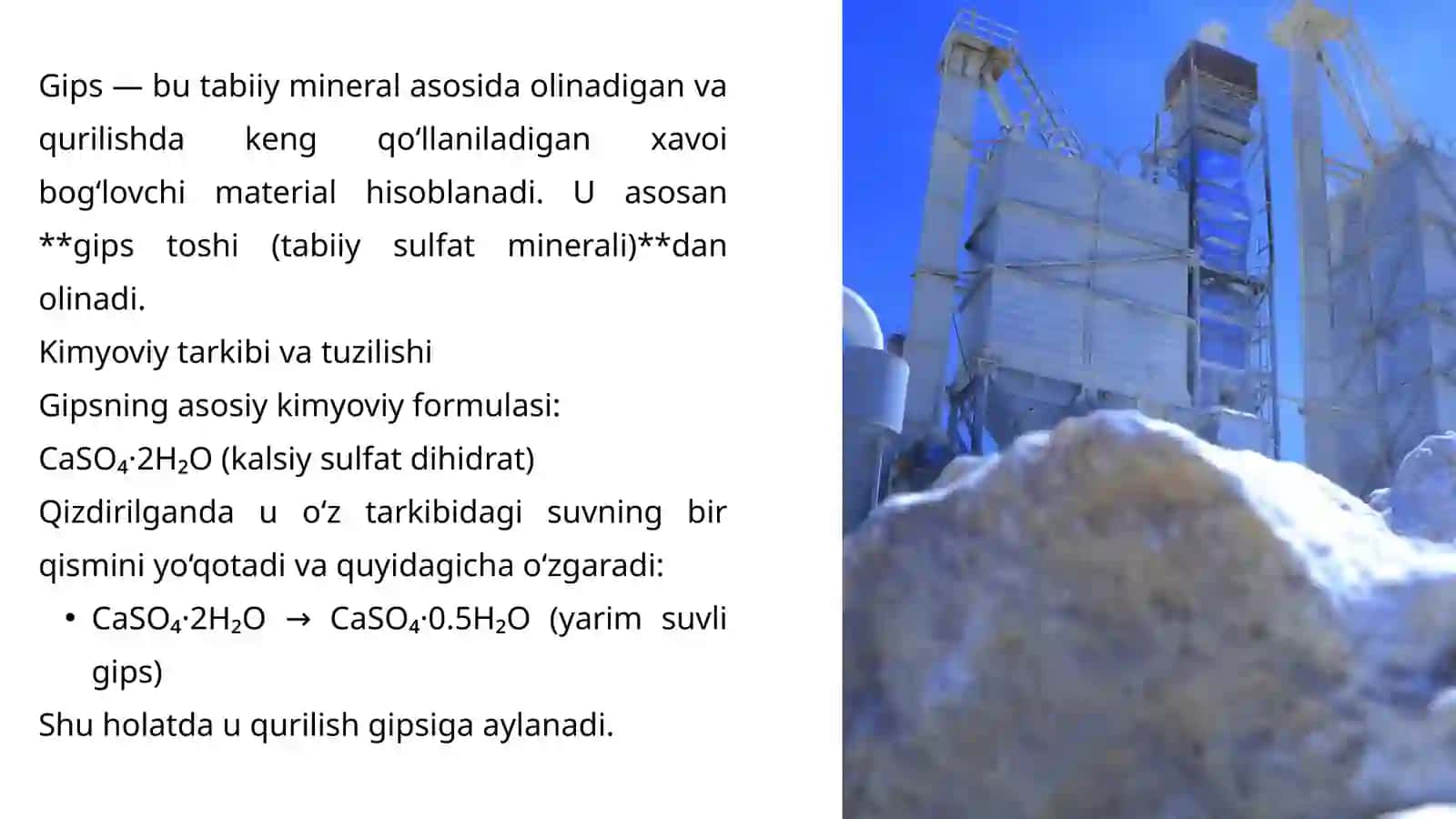 XAVOI BOG'LOVCHILAR.GIPS,OXAK TURLARI VA ISHLAB CHIQARISH USULLARI 4