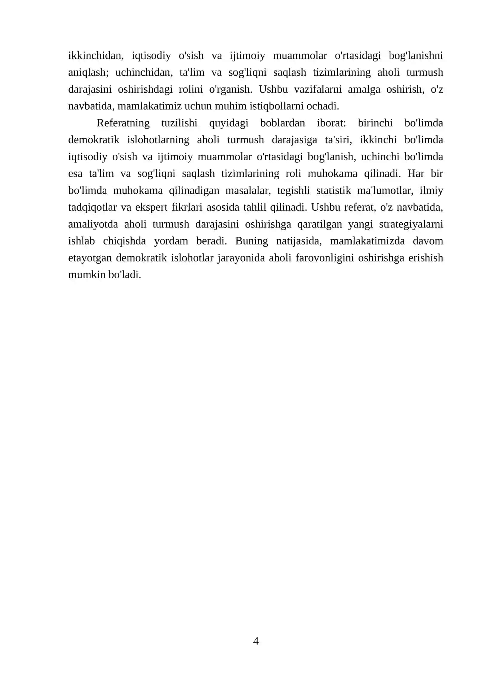 Mamlakatimizda demokratik islohotlarni yanada chuqurlashtirish sharoitida aholining turmush darajasini oshirish va uning ko'rsatkichlarini aniqlash 4