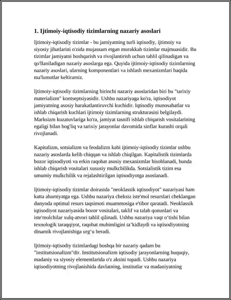 IJTIMOIY-IQTISODIY TIZIMLAR VA ULARNING MODELLARI.MULKCHILIK MUNOSABATLARI MOHIYATI,SHAKLLARI VA TURLARI 4