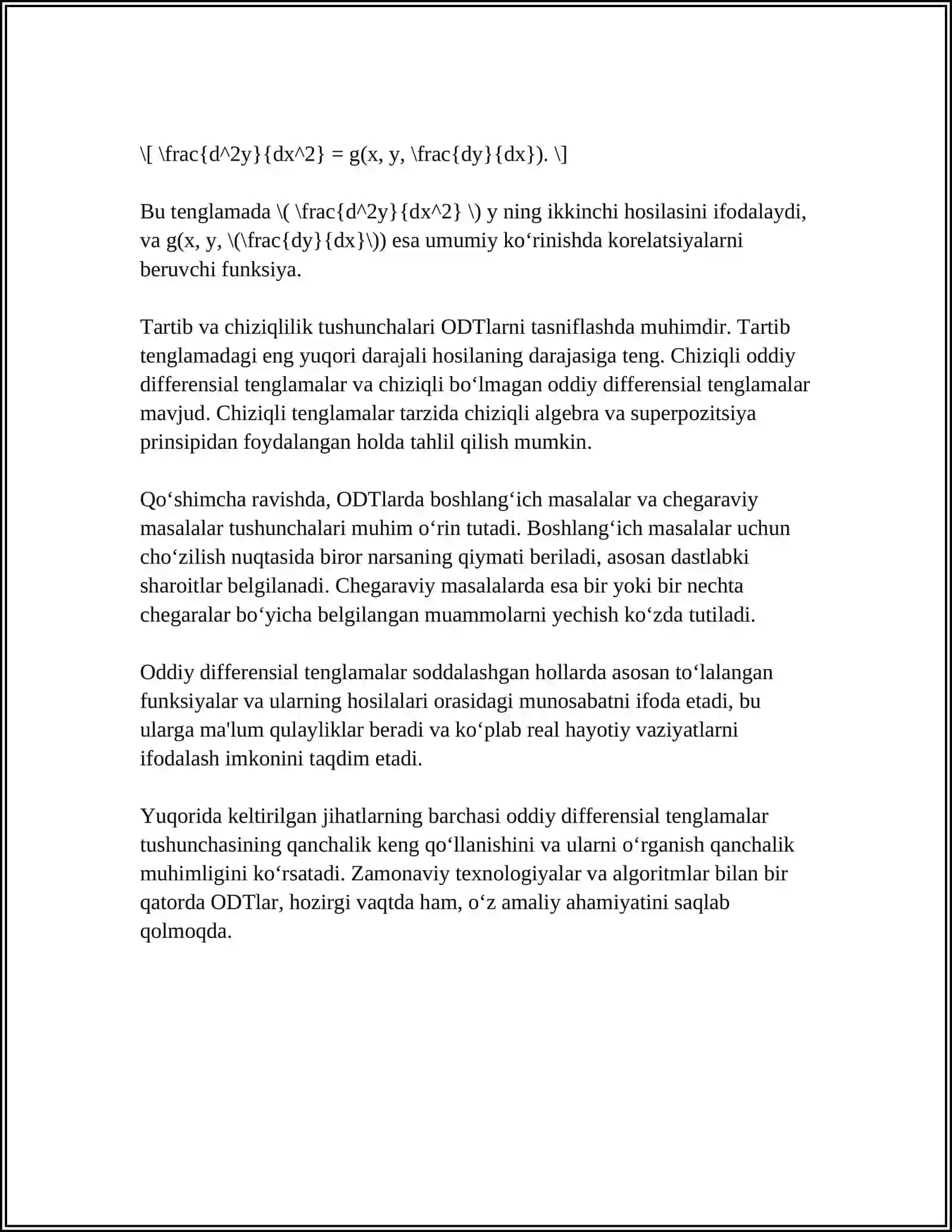 Oddiy Differensial Tenglamalarni Sonli Yechish. Koshi Masalasi 4