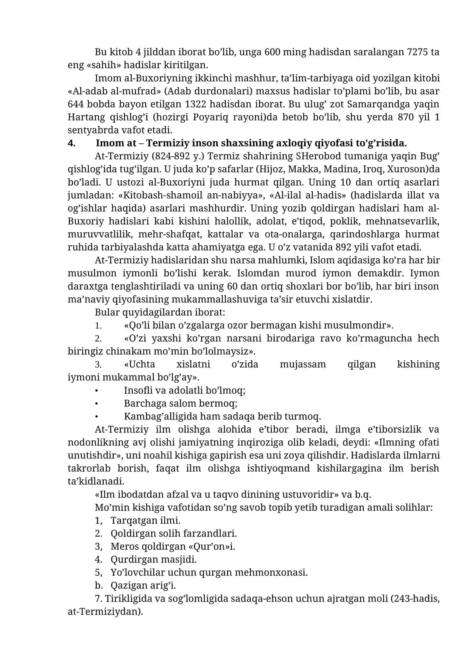 Mavzu: VII ASRDAN XIV ASRNING BIRINCHI YARMIGACHA O‘RTA OSIYODA TARBIYA, MAKTAB VA PEDAGOGIK FIKRLAR 4