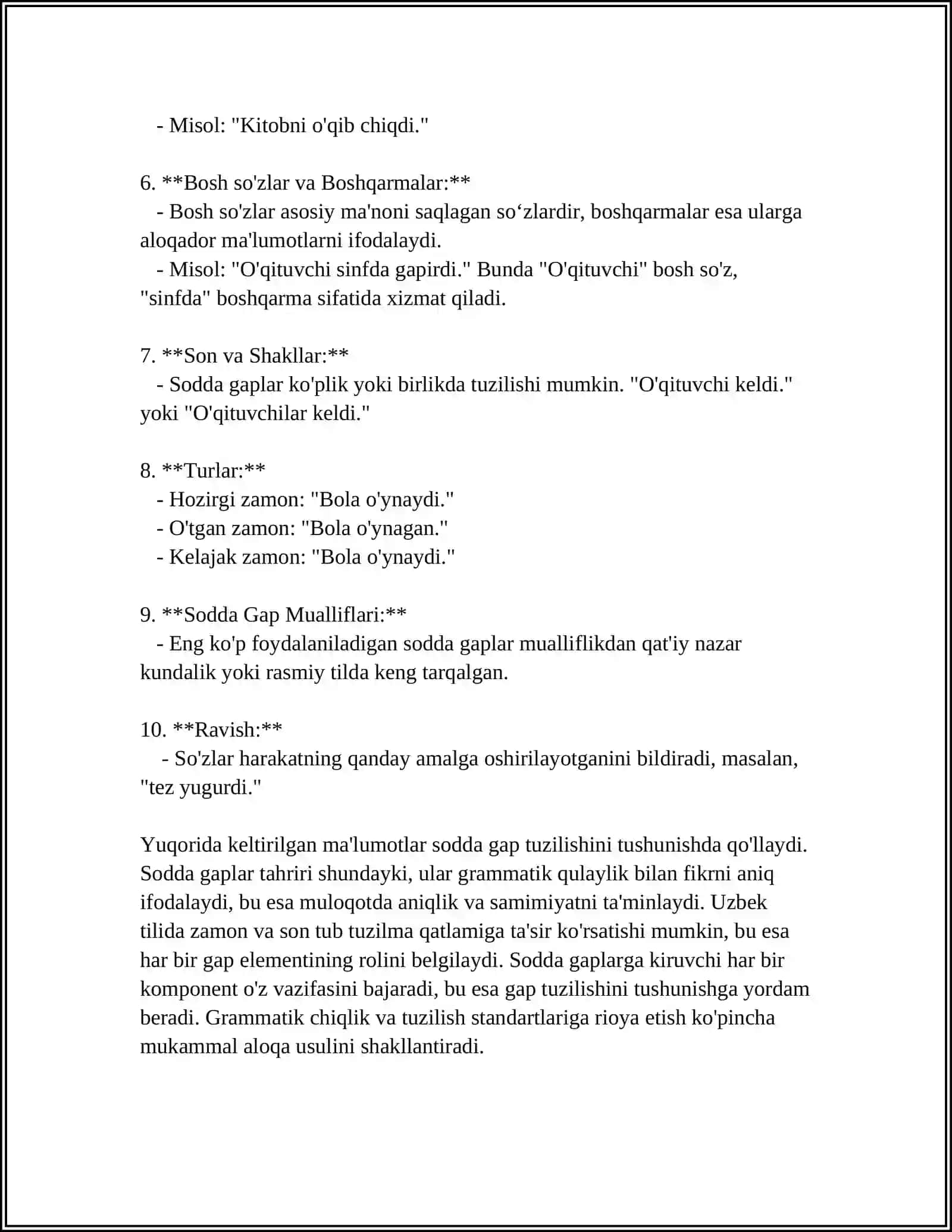 MUSTAQIL ISH: SINTAKSIS 4