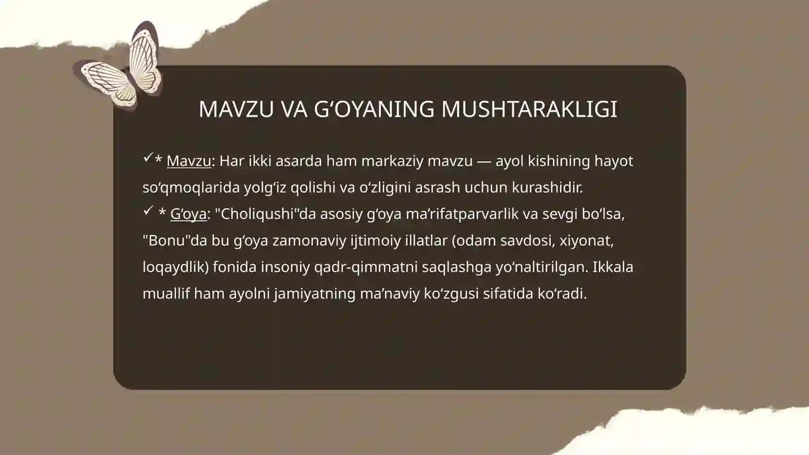 RASHOD NURI GUNTEKINNING "CHOLIQUSHI" VA IQBOL MIRZONING "BONU" ROMANLARI: AYOL IRODASINING QIYOSIY-TIPOLOGIK TAHLILI 4