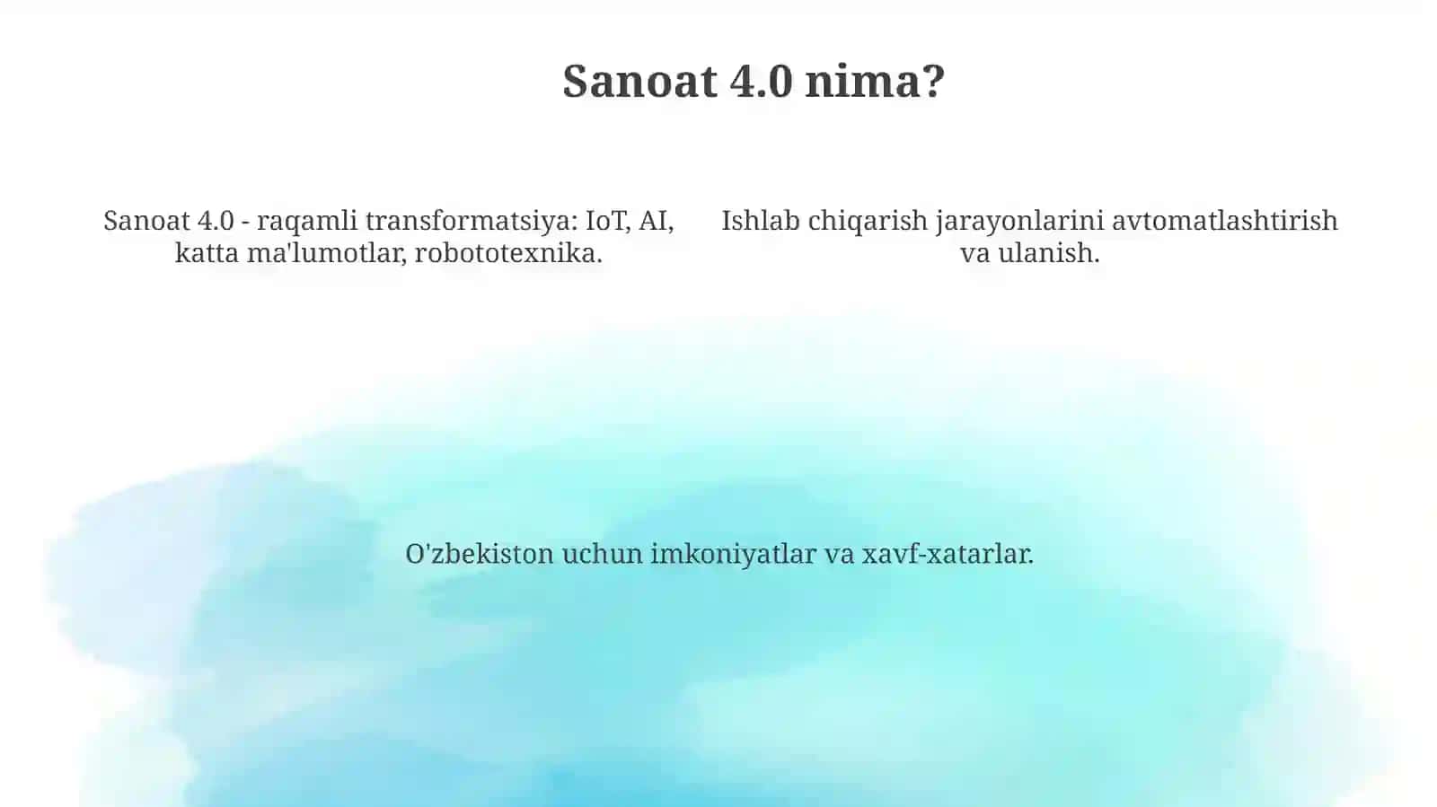 To'rtinchi sanoat (Sanoat 4.0.) inqilobi davrida mehnat bozorining o'zgarishi va texnologik tuzilmadagi o'zgarishlar 4