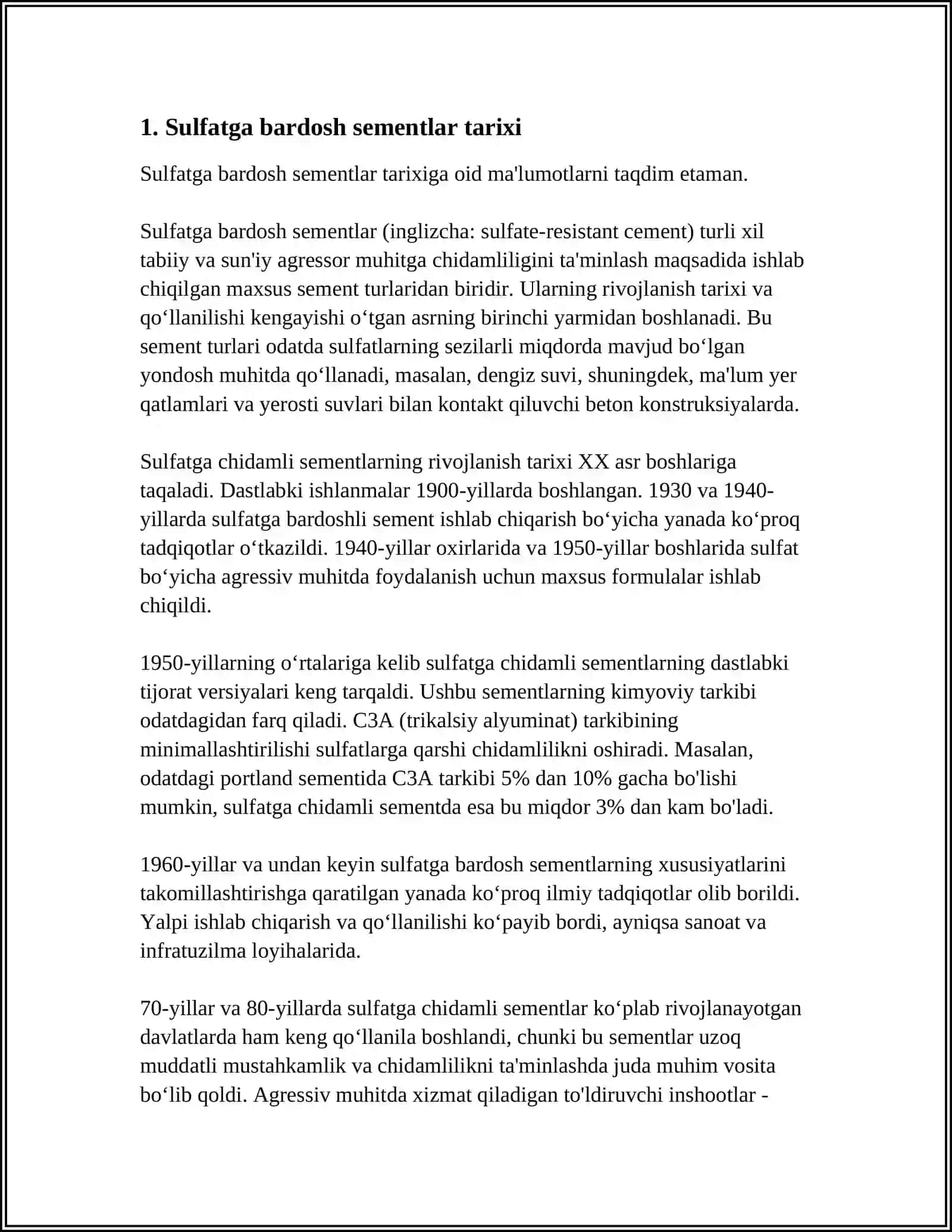 SULFATGA BARDOSH SEMENTLAR NIMA 4