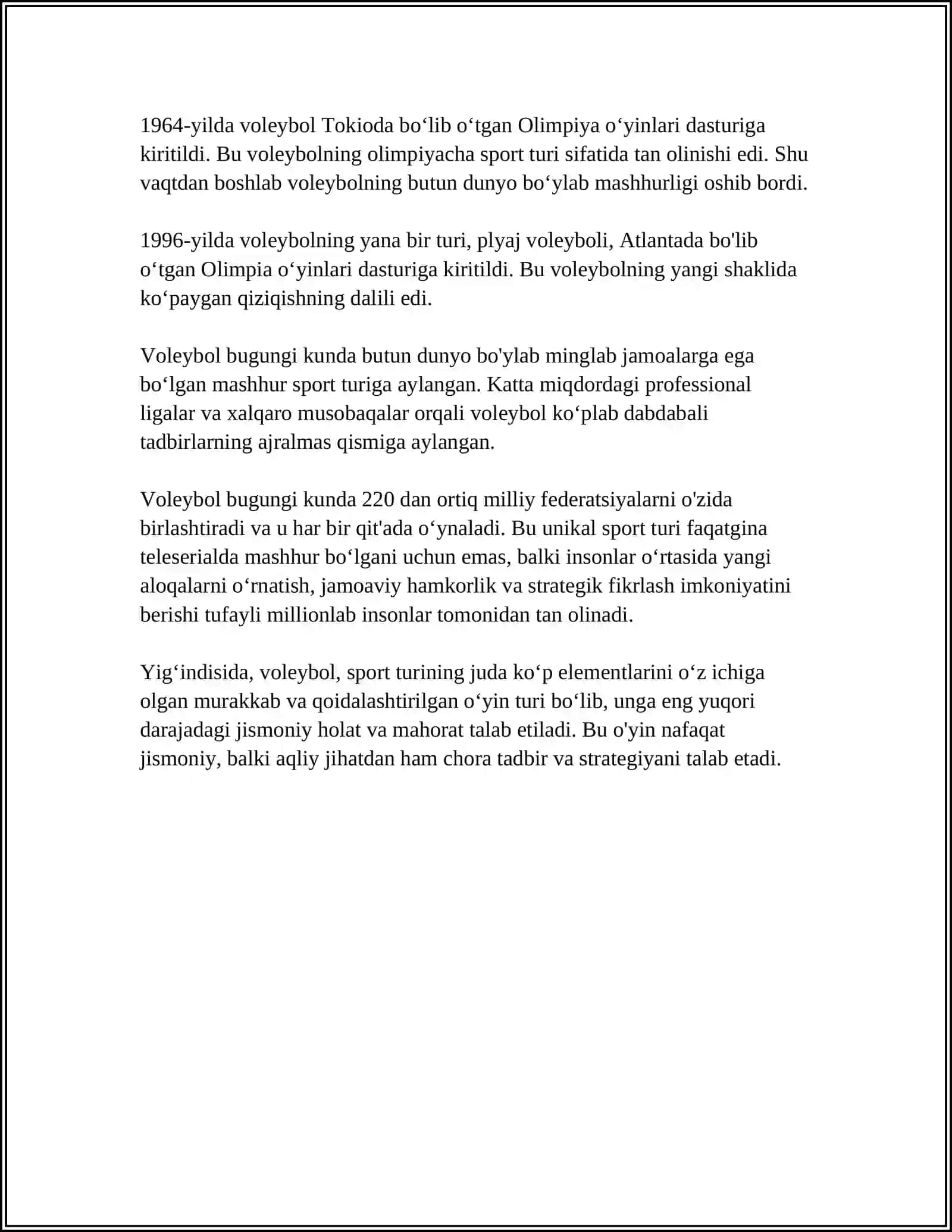 VOLEYBOL SPORT TURI HAQIDA 4