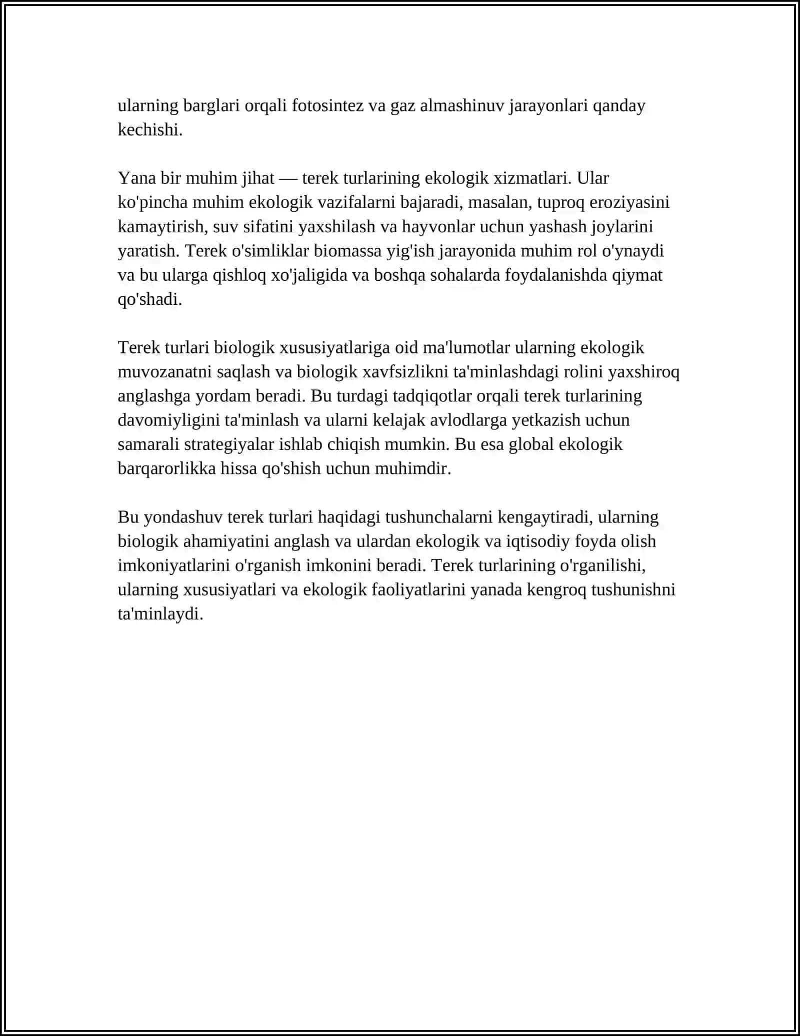 REFERAT Mavzu: TEREK 4