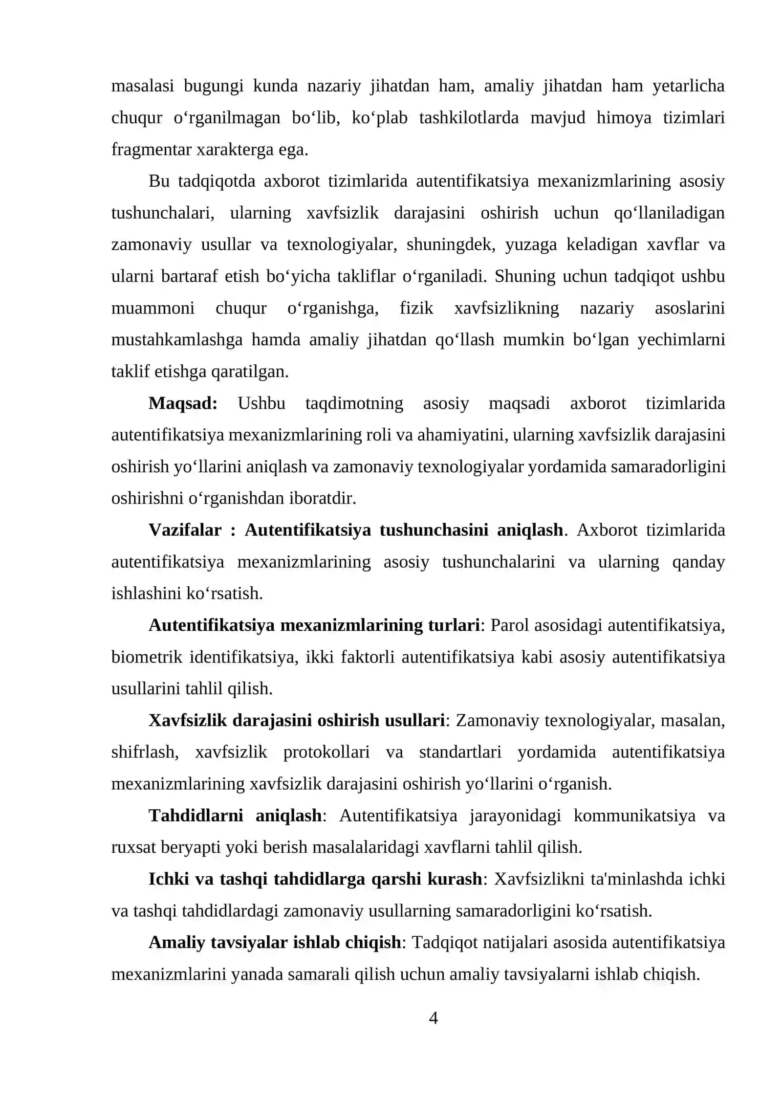 AXBOROT TIZIMLARIDA AUTENTIFIKATSIYA MEXANIZMLARI VA ULARNING XAVFSIZLIK DARAJASINI OSHIRISH YO‘LLARI 4
