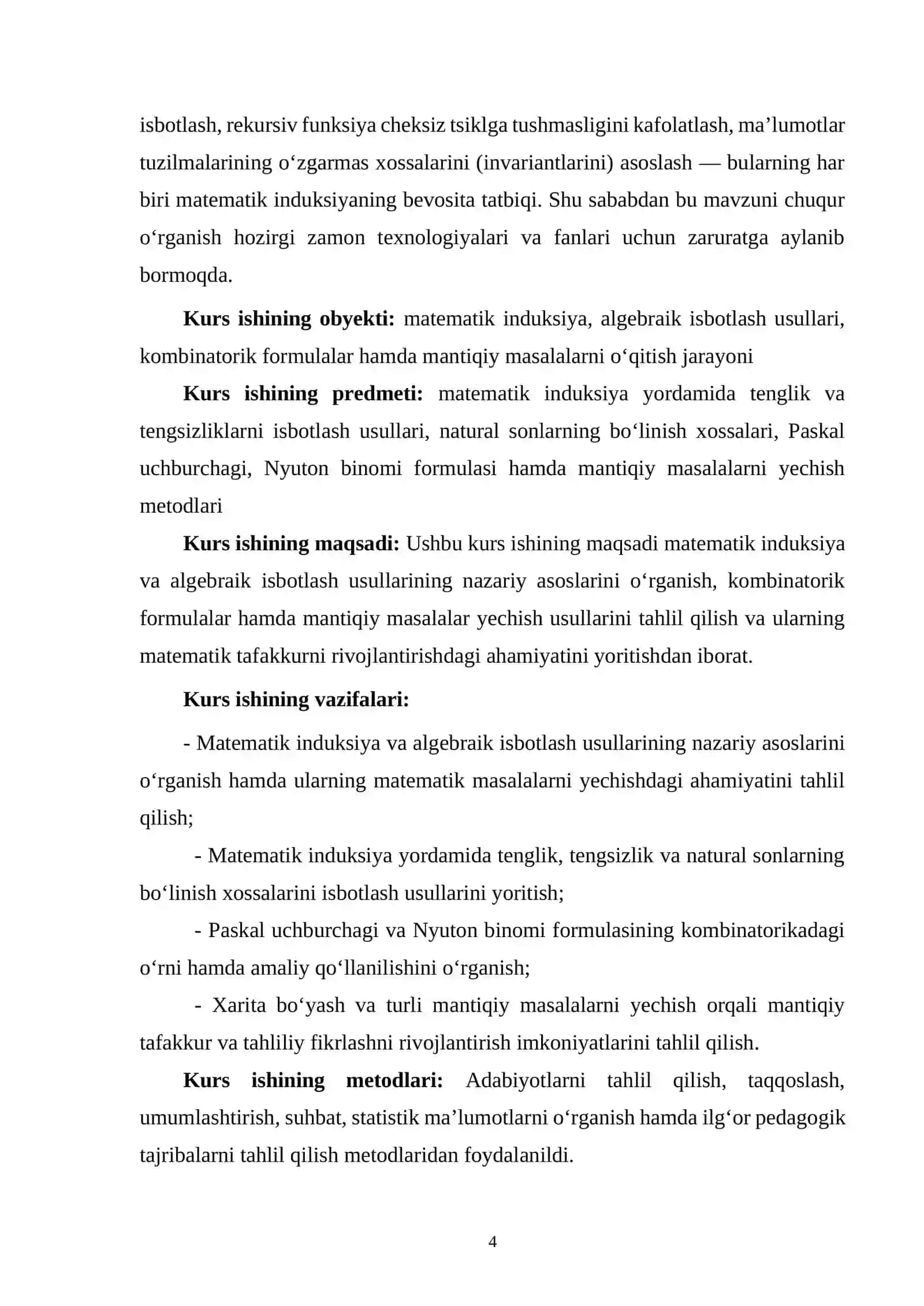 Matematik induksiya va algebraik isbotlash usullari 4