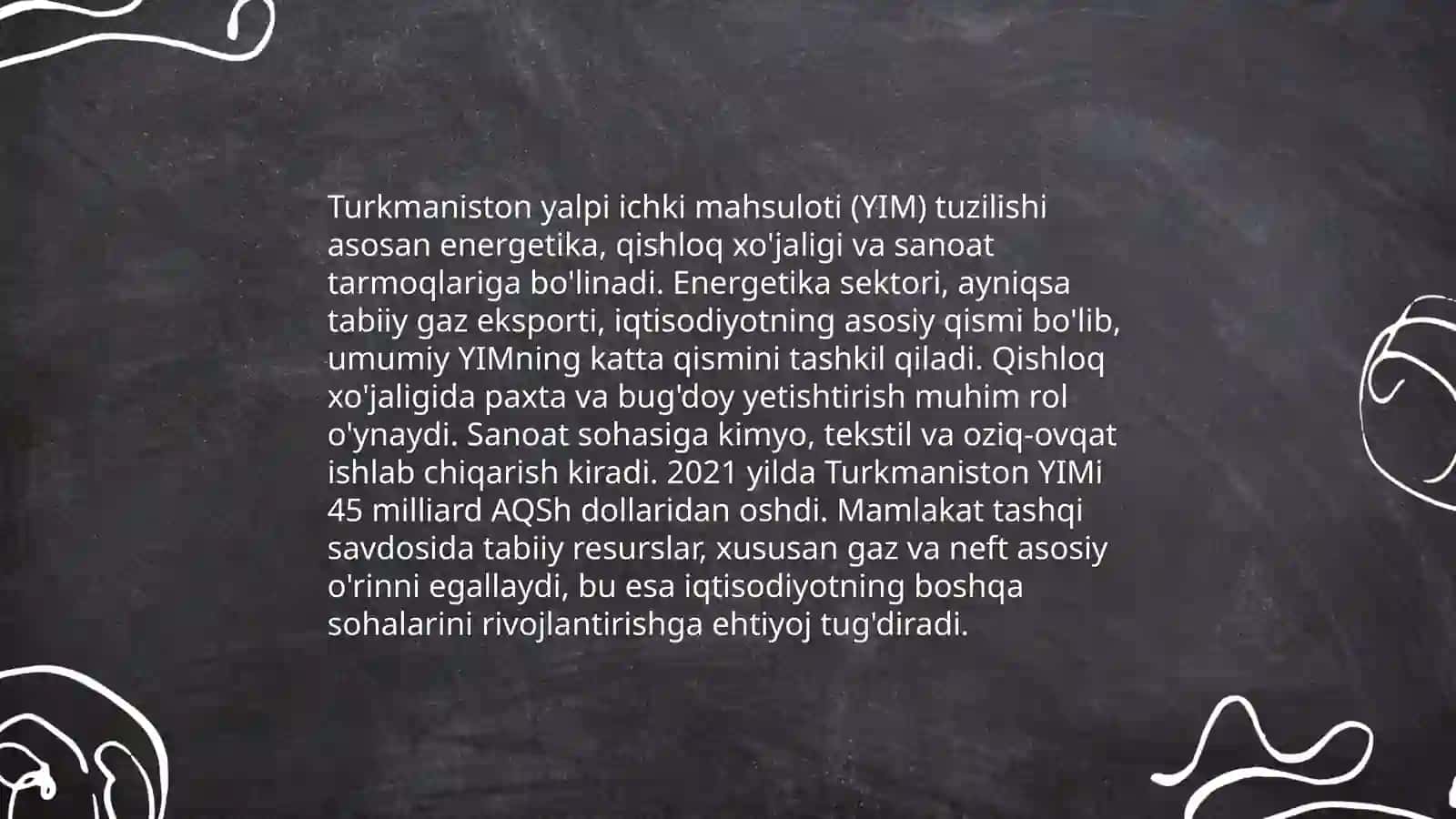 Turkmaniston davlati makroiqtisodiy korsatkichlari tahlili 4