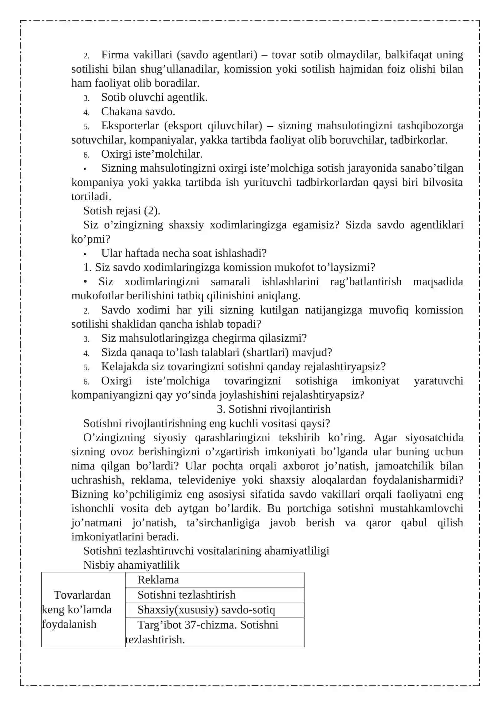 Marketingda sotishni tashkil etuvchi omillar 4