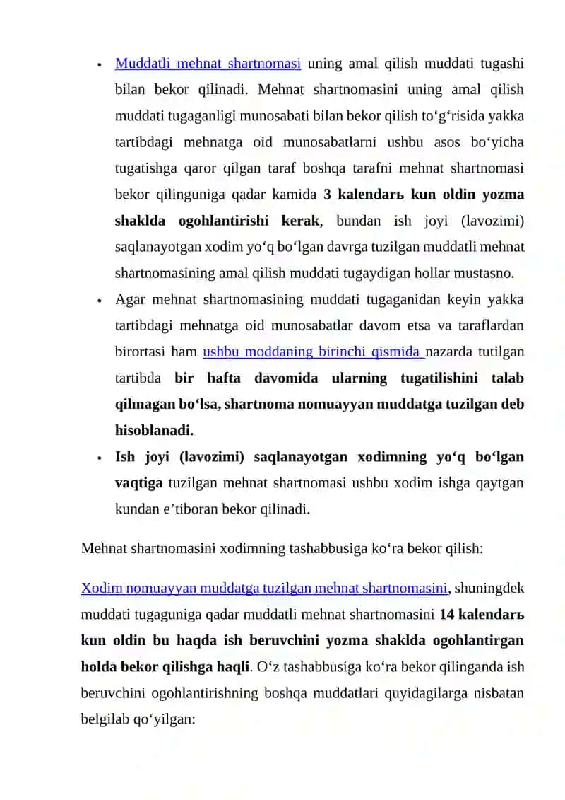 MEHNAT SHARTNOMASINI TARAFLARNING XOHISH-IRODASIGA BOG‘LIQ BO‘LMAGAN HOLATLARGA KO‘RA BEKOR QILISH 4