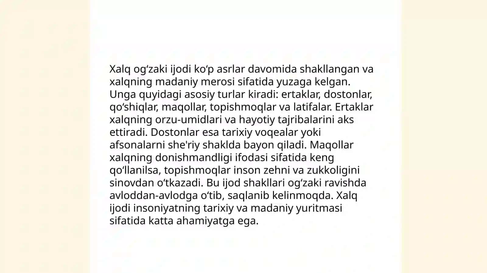 Folklor va xalq og‘zaki ijodi munosabatlar 4