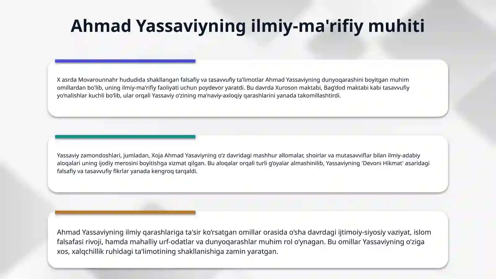 Ahmad Yassaviy hayoti va ijodiy merosi. "Devoni Hikmat" asari 4