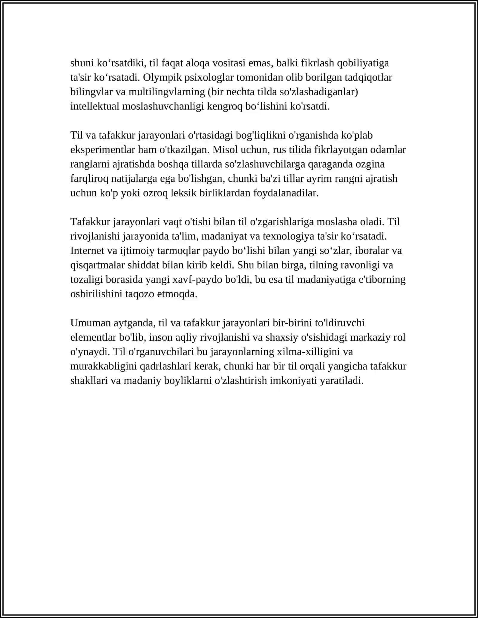 FIKRLASH JARAYONLARINI SHAKLLANTIRISHDA TILNING ROLI 4