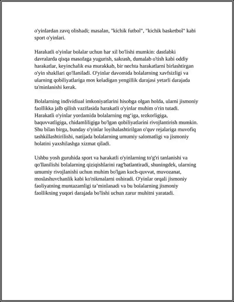 KICHIK YOSHDAGI BOLALARGA BERILADIGAN HARAKATLI O'YINLARNI O'RGATISH 4