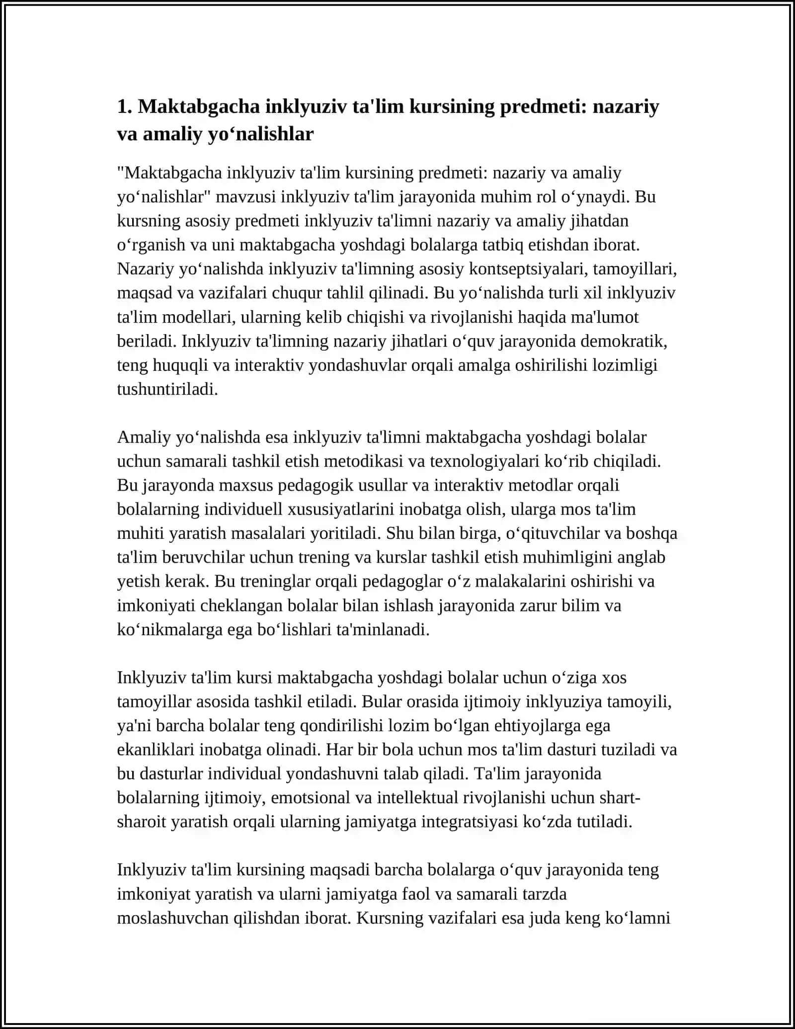 MAKTABGACHA INKLYUZIV TALIM KURSI 4