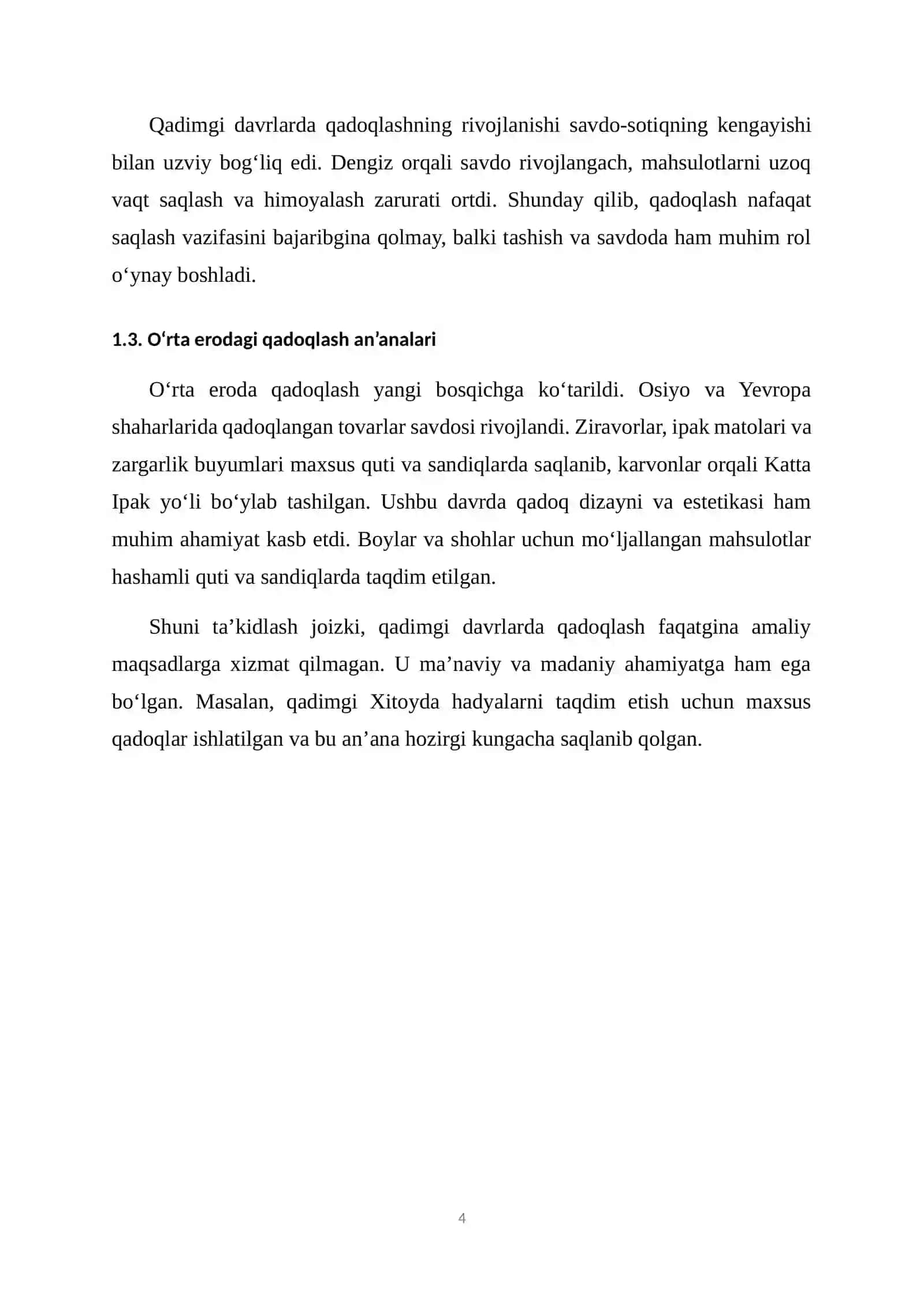 QADOQLASH MAXSULOTLARI TEXNOLOGIYASI FANI 4