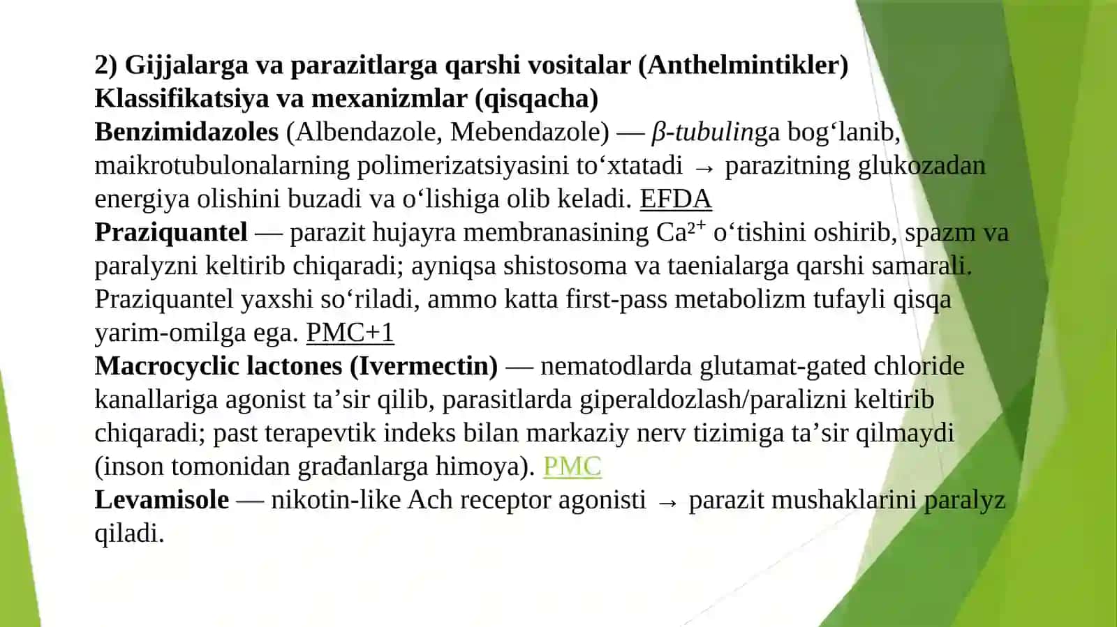 Zamburug'larga qarshi vositalar. Gijjalarga qarshi vositalar. vositalar. 4
