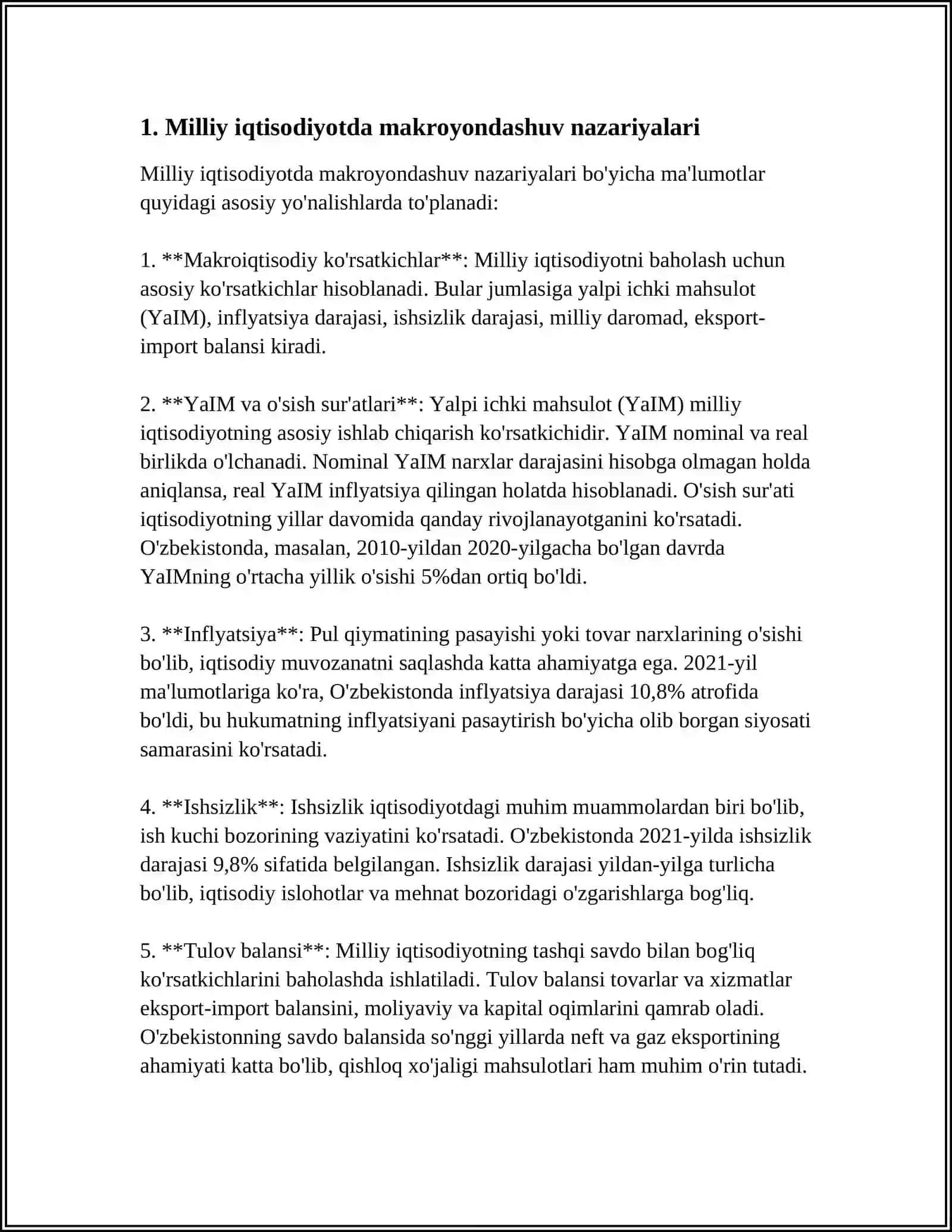 MILLIY IQTISODIYOT JARAYONLARINI BAHOLASHDA MAKROYONDASHUV 4