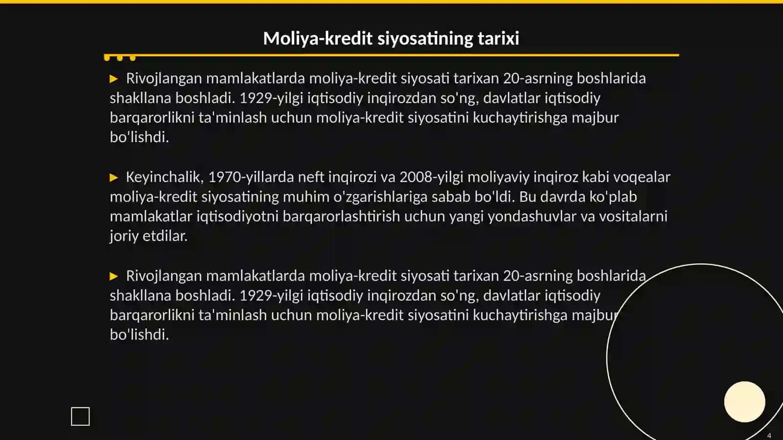 Rivojlangan mamlakatlarning moliya-kredit siyosati 4