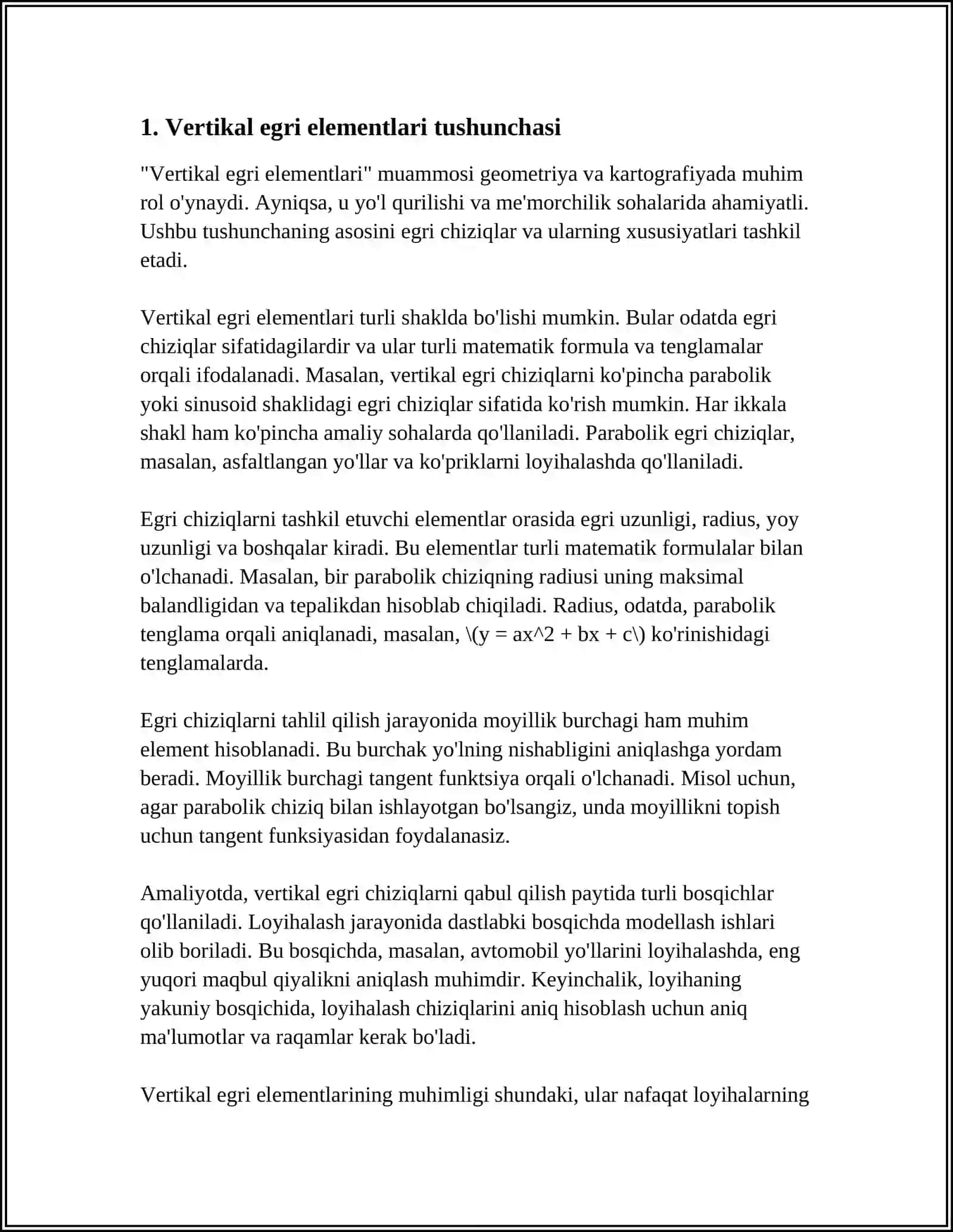 Vertikal egri elementlari tushunchasi 4