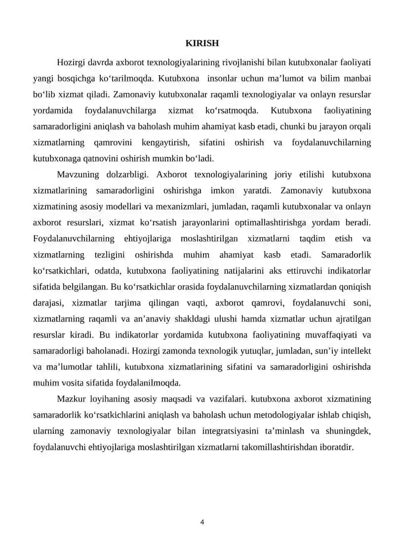 Kutubxona - axborot xizmatining samaradorlik ko‘rsatkichlari 4