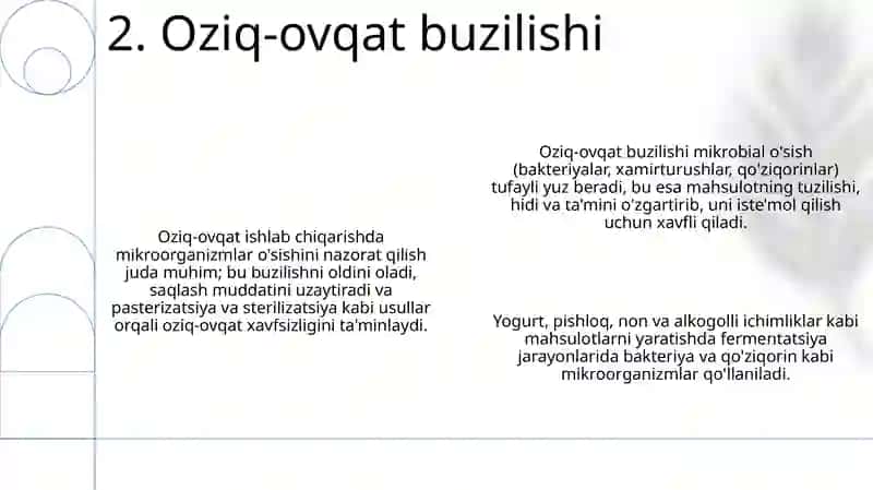 Oziq ovqat sanoatida mikroorganizmlarning ishlatilishi 4