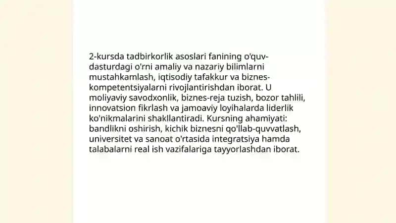 Tadbirkorlik asoslari fanining predmeti va oʻrganish usullari 4