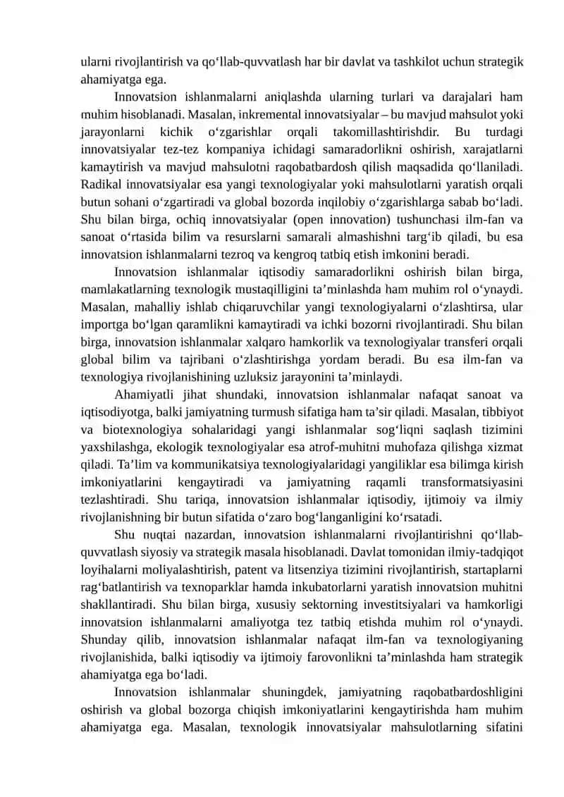 Innovatsion ishlanmalar va texnologiyalar transferini rivojlantirish 4