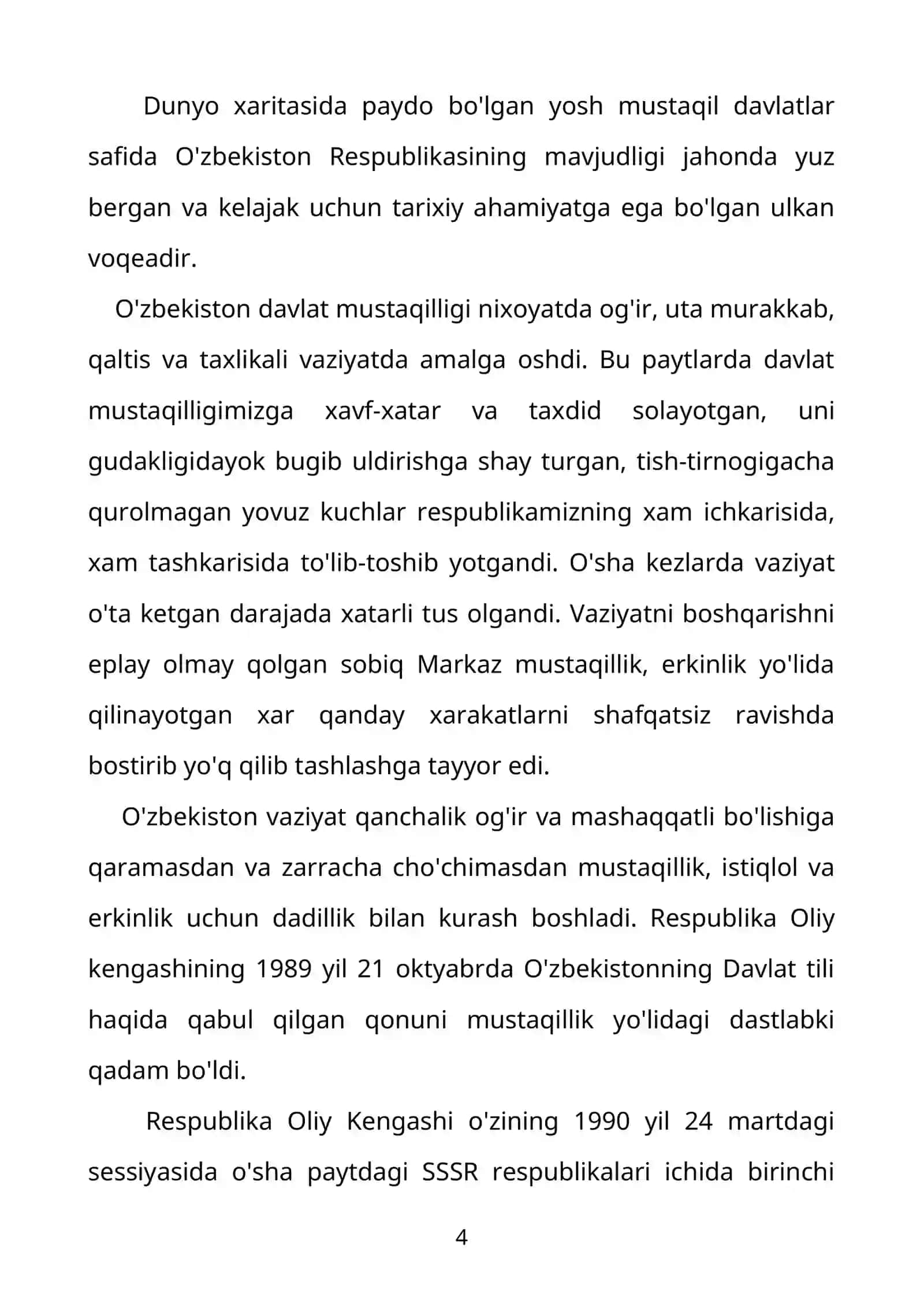 Xalqimizning azaliy orzusi davlat mustaqilligiga erishish uchun tarixiy ahamiyati 4